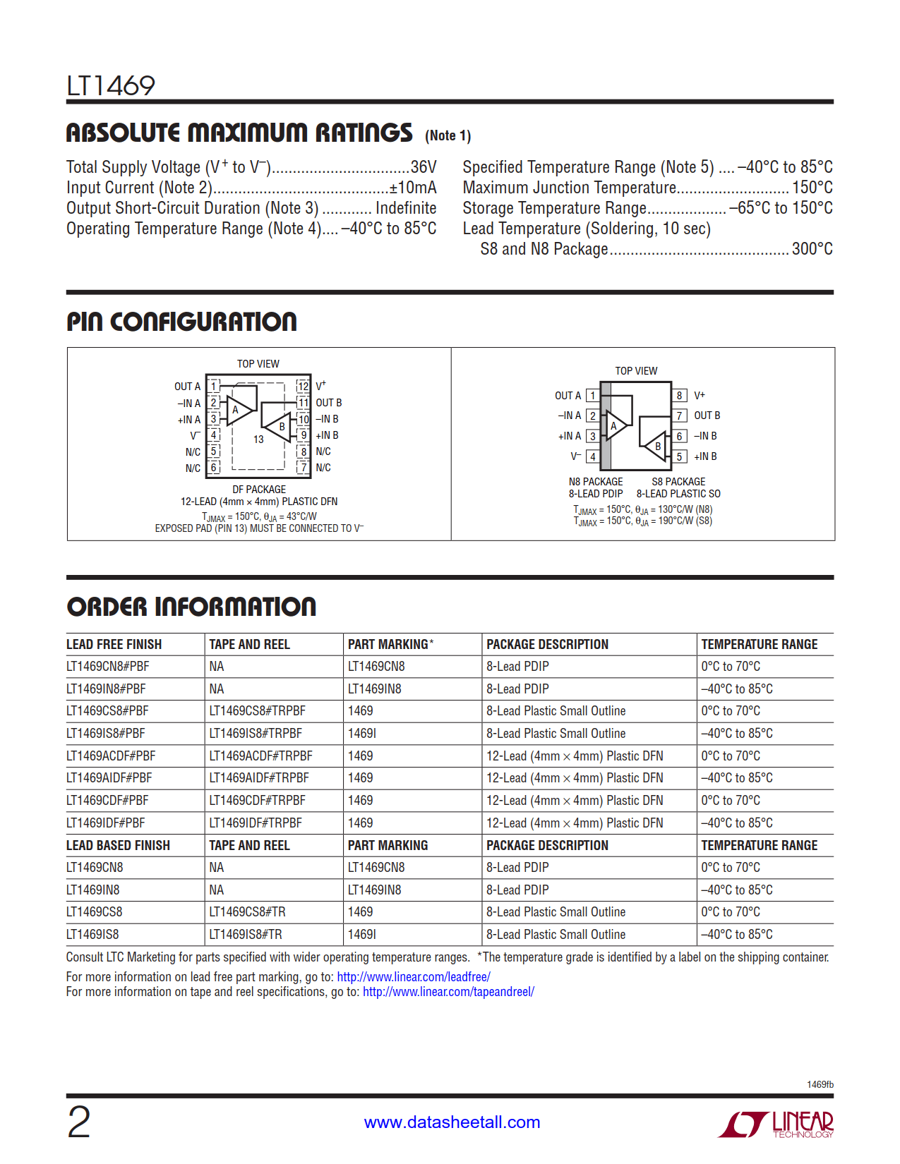 LT1469 Datasheet Page 2