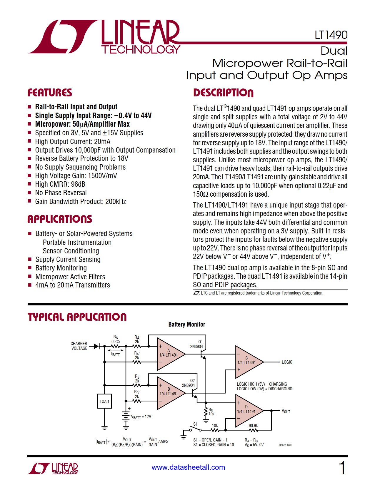 LT1490 Datasheet