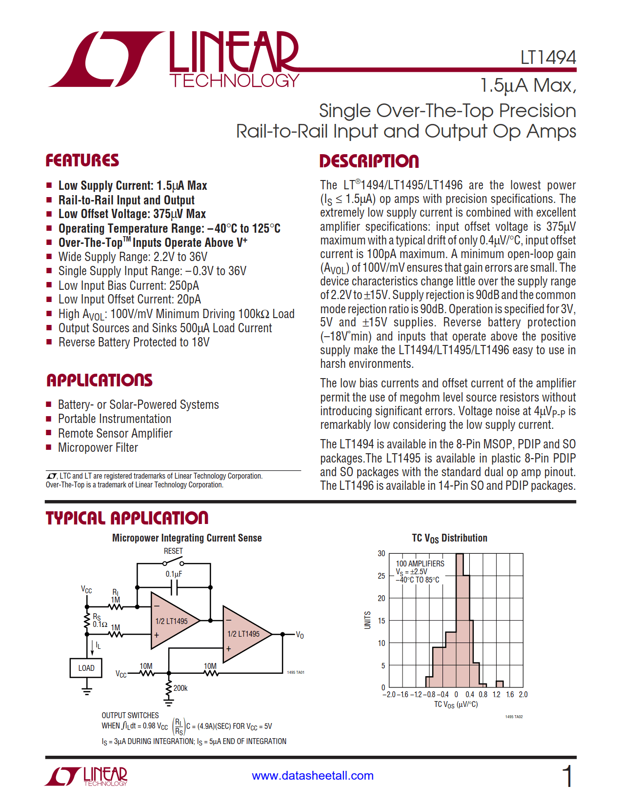 LT1494 Datasheet