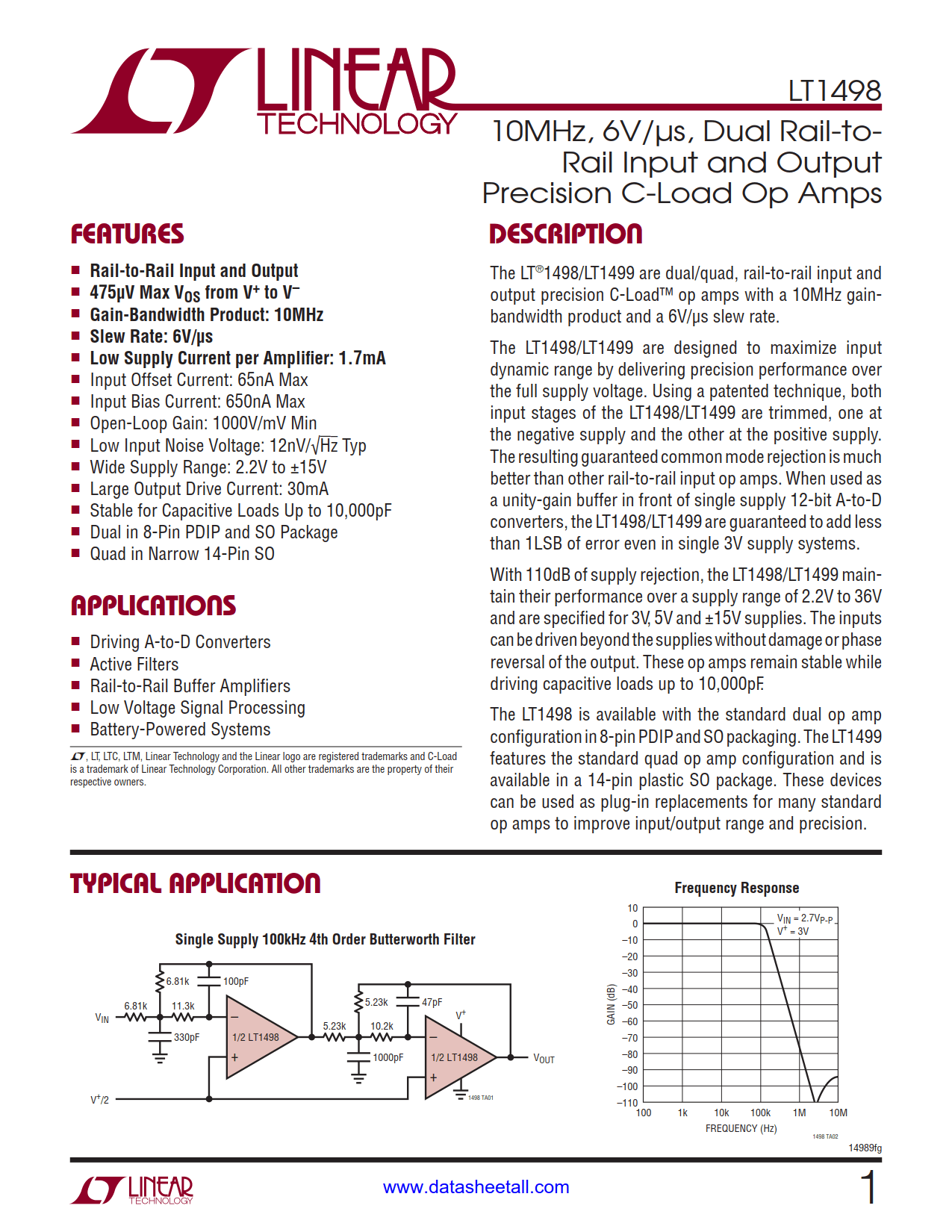 LT1498 Datasheet