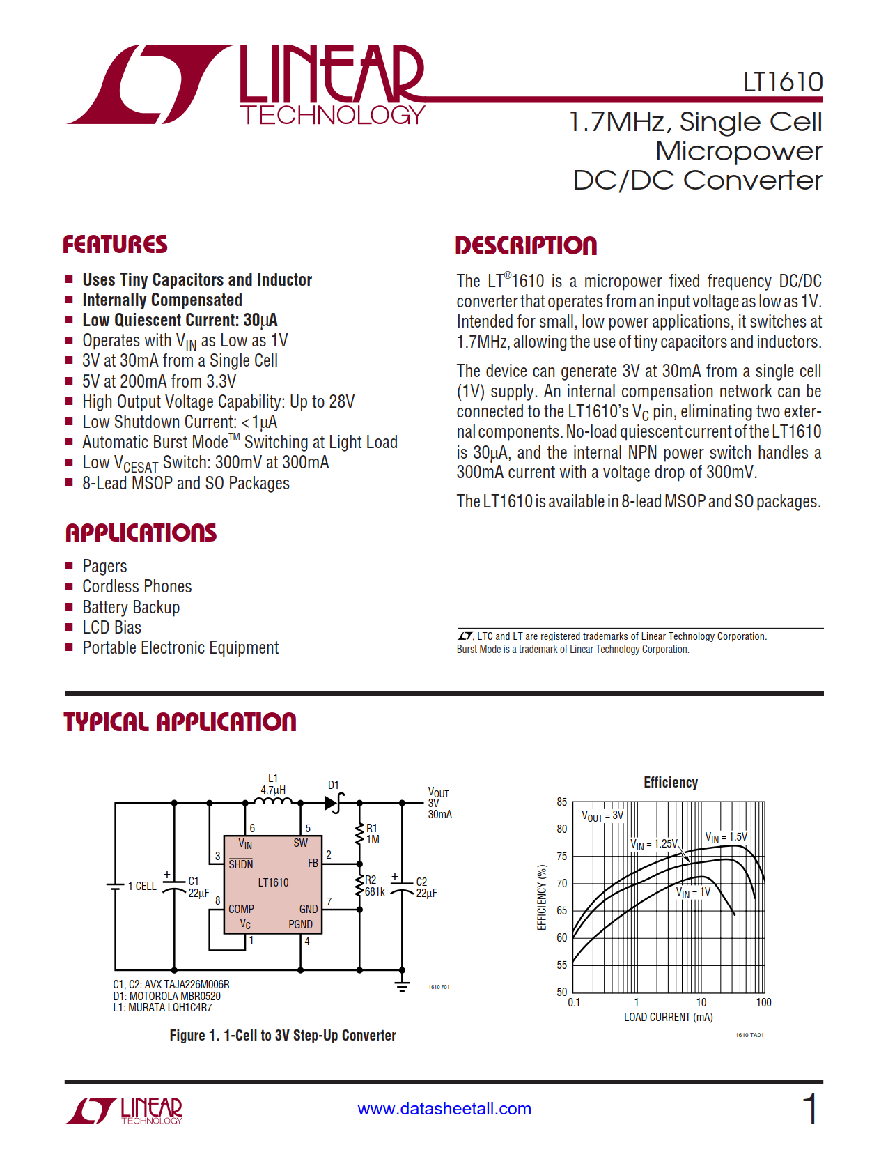 LT1610 Datasheet