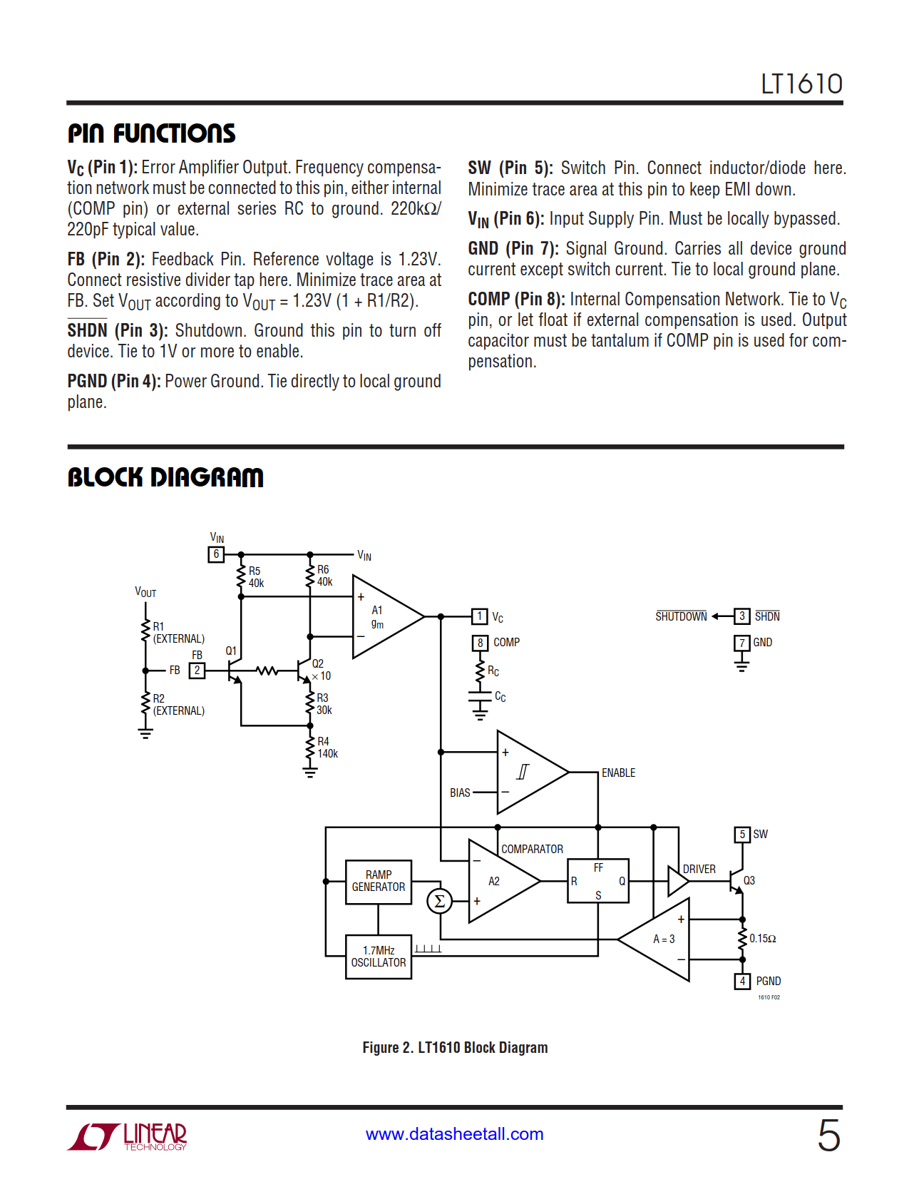 LT1610 Datasheet Page 5