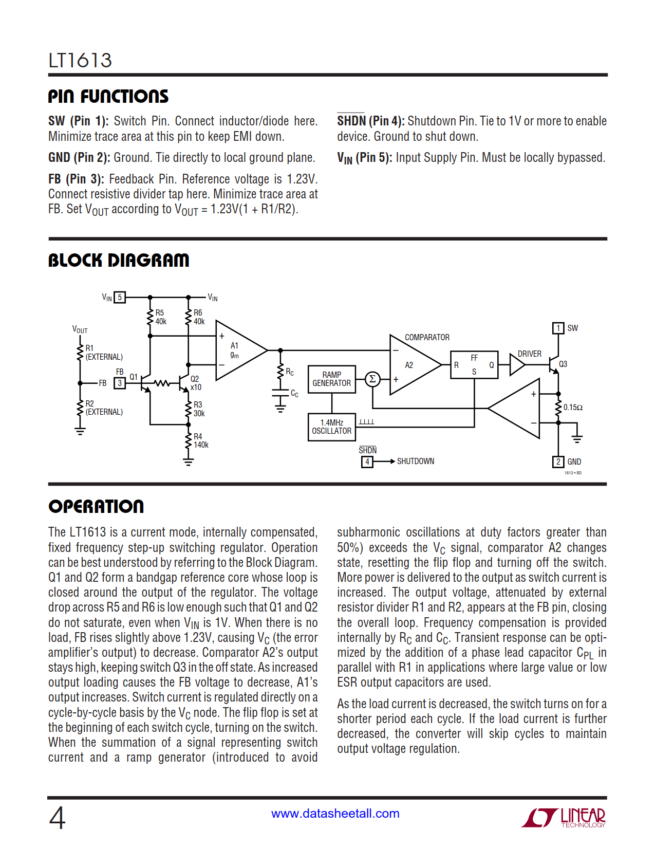 LT1613 Datasheet Page 4