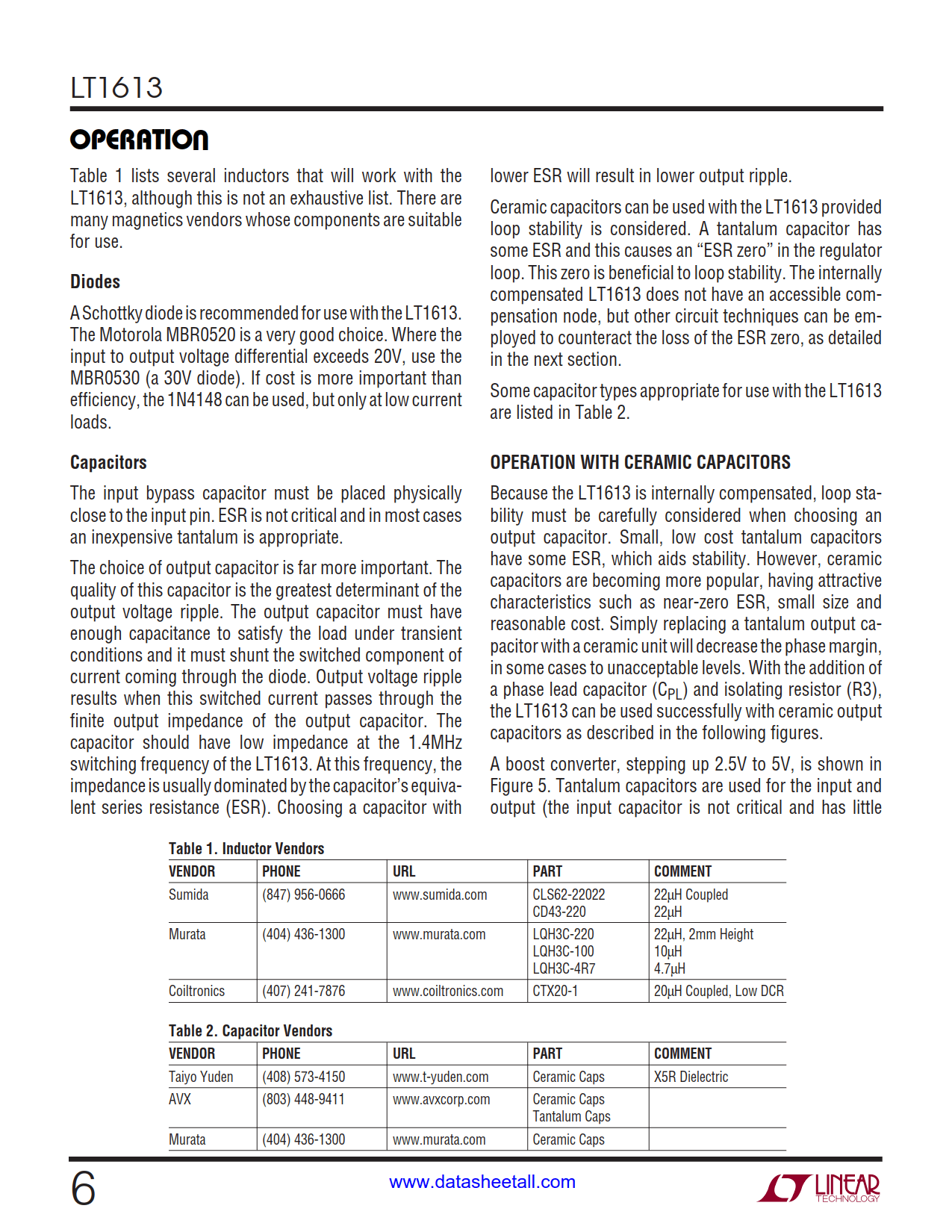 LT1613 Datasheet Page 6