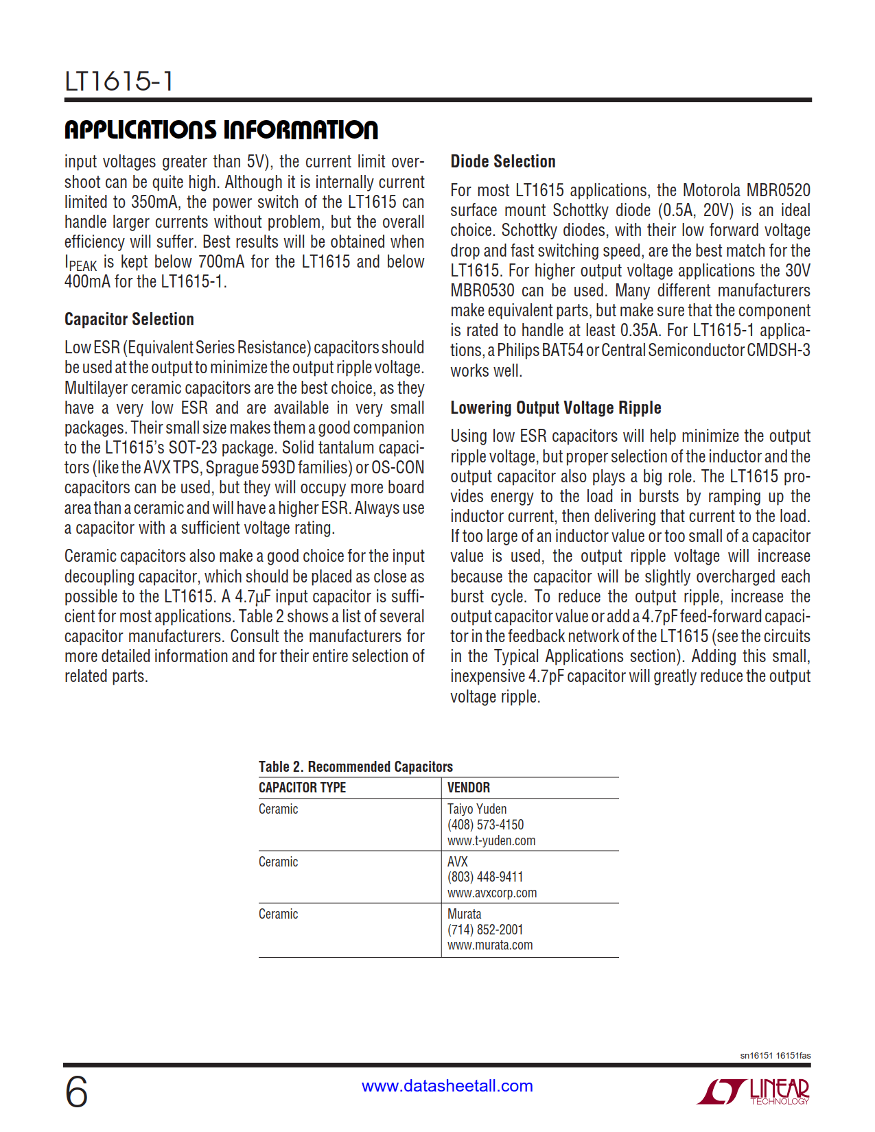 LT1615-1 Datasheet Page 6