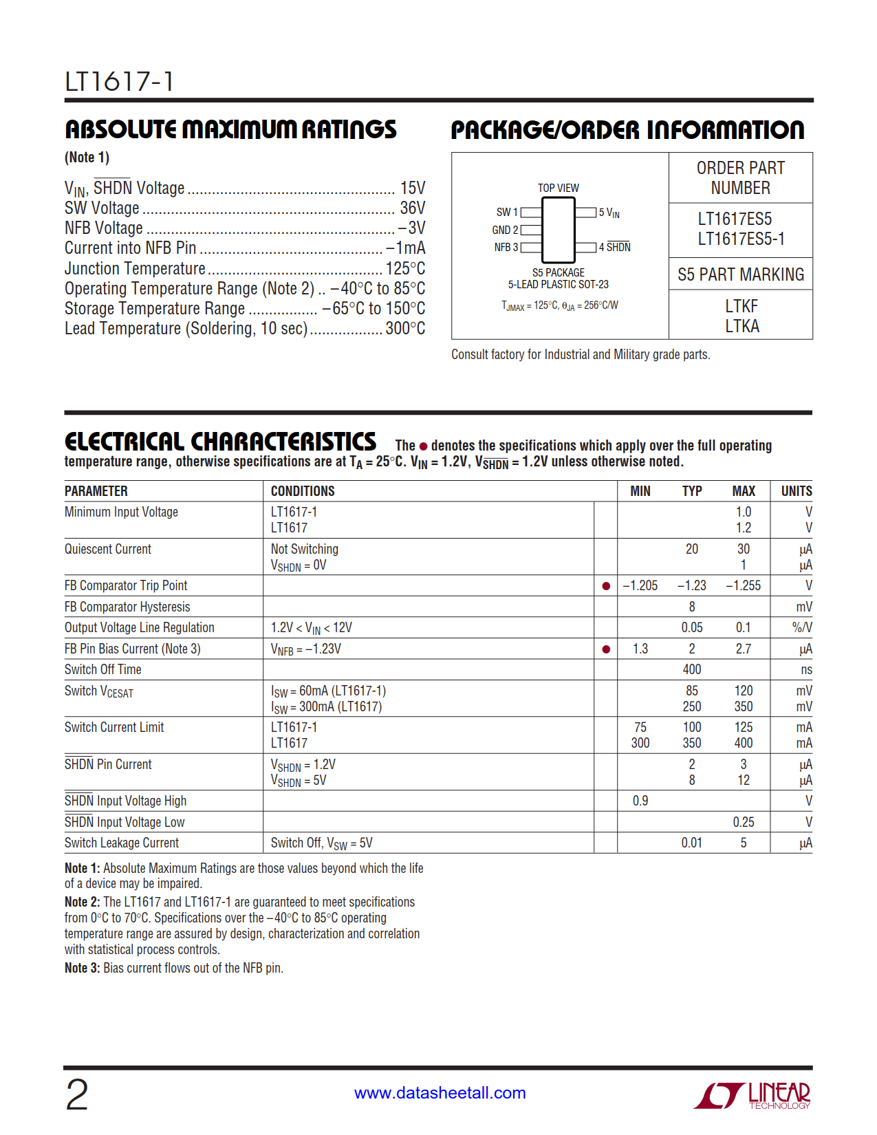 LT1617-1 Datasheet Page 2