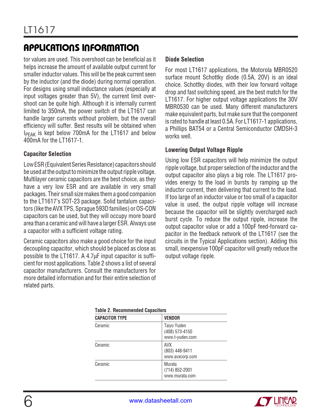 LT1617 Datasheet Page 6