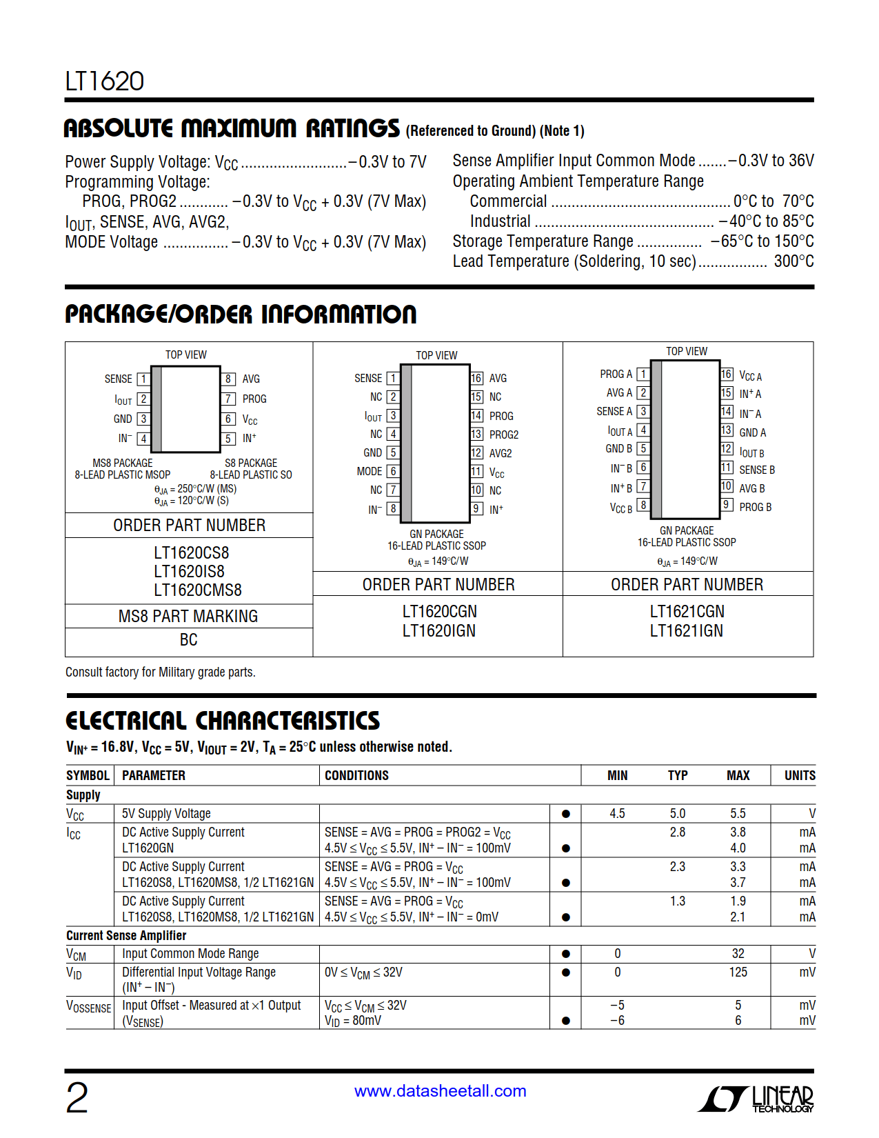 LT1620 Datasheet Page 2