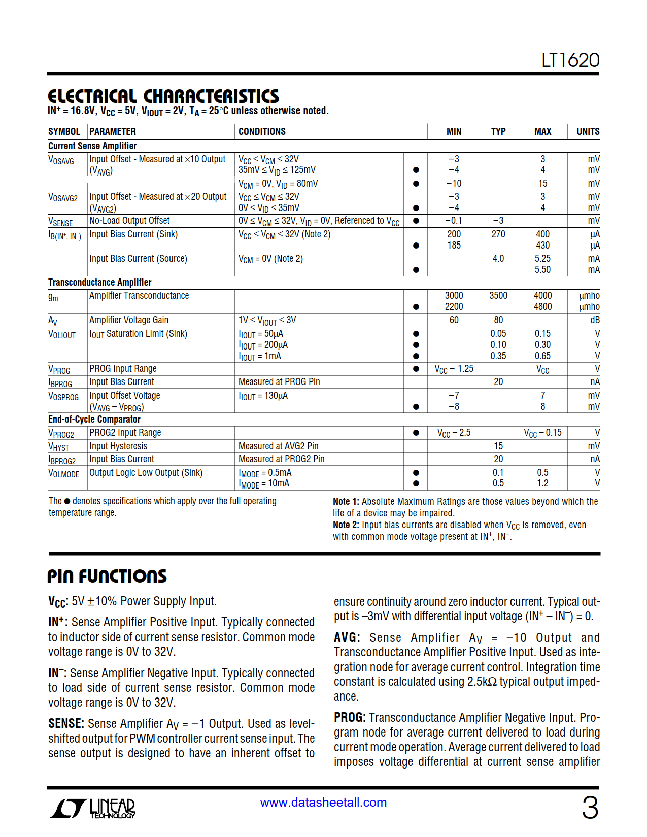 LT1620 Datasheet Page 3