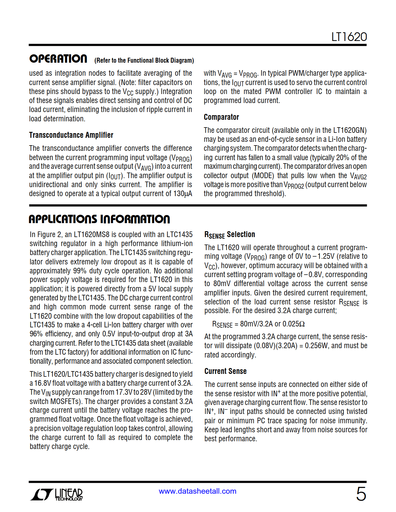 LT1620 Datasheet Page 5