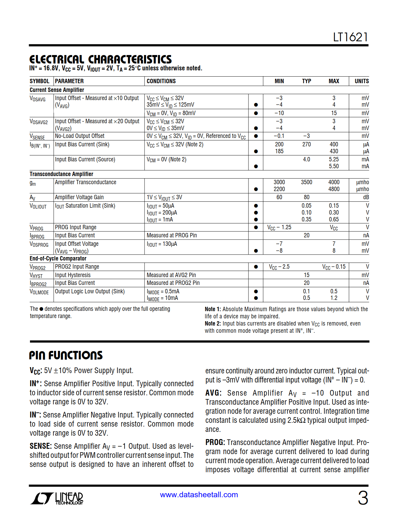 LT1621 Datasheet Page 3