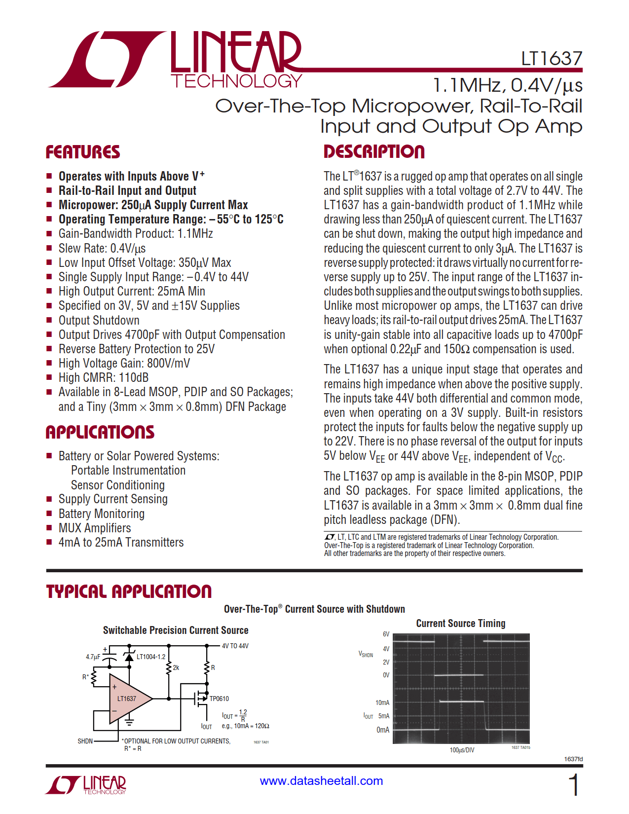 LT1637 Datasheet