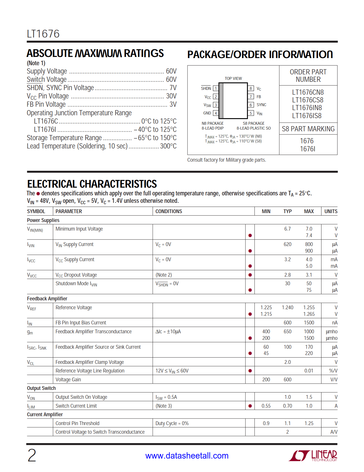 LT1676 Datasheet Page 2