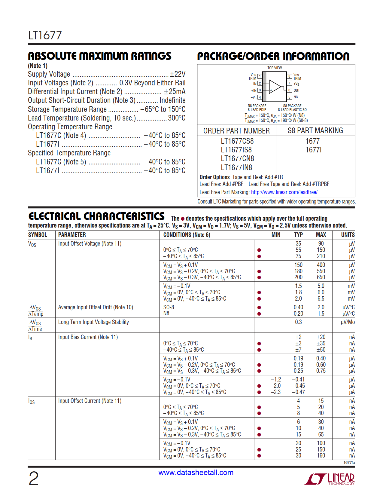 LT1677 Datasheet Page 2