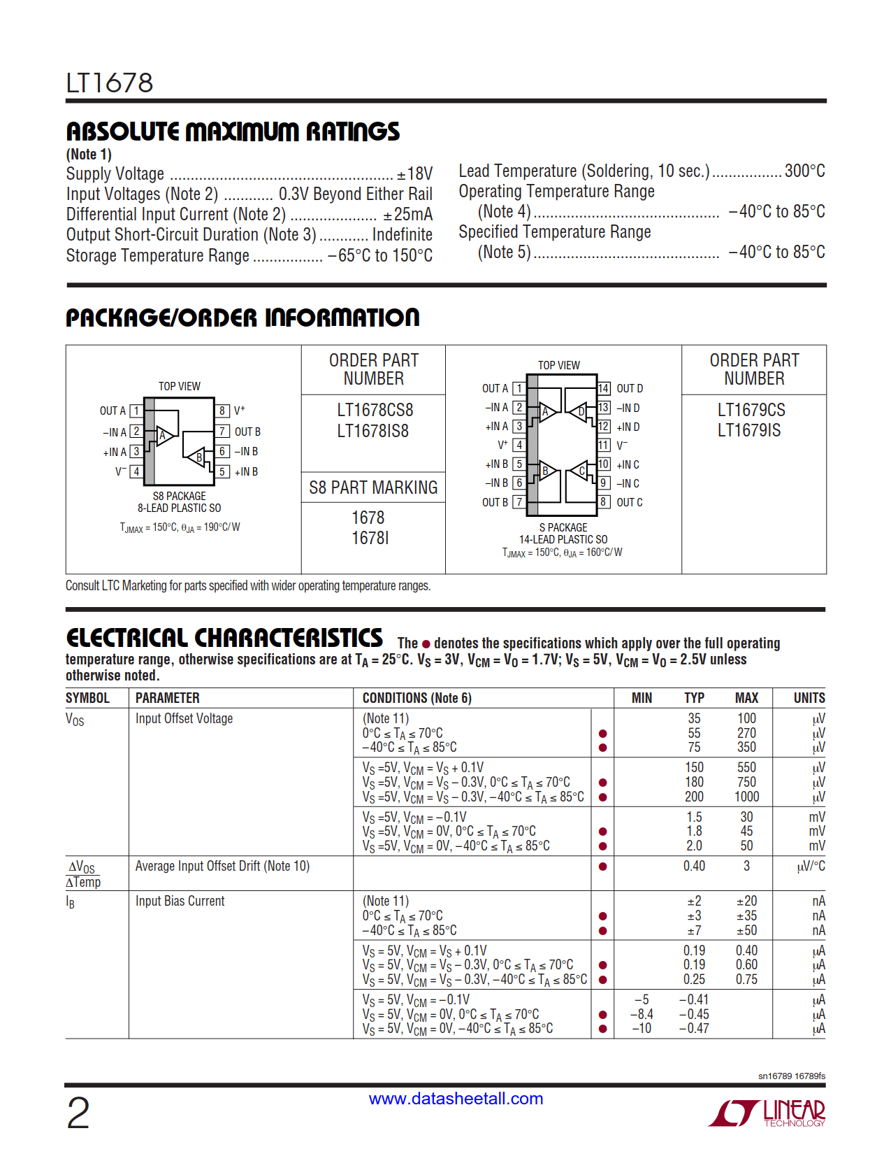 LT1678 Datasheet Page 2