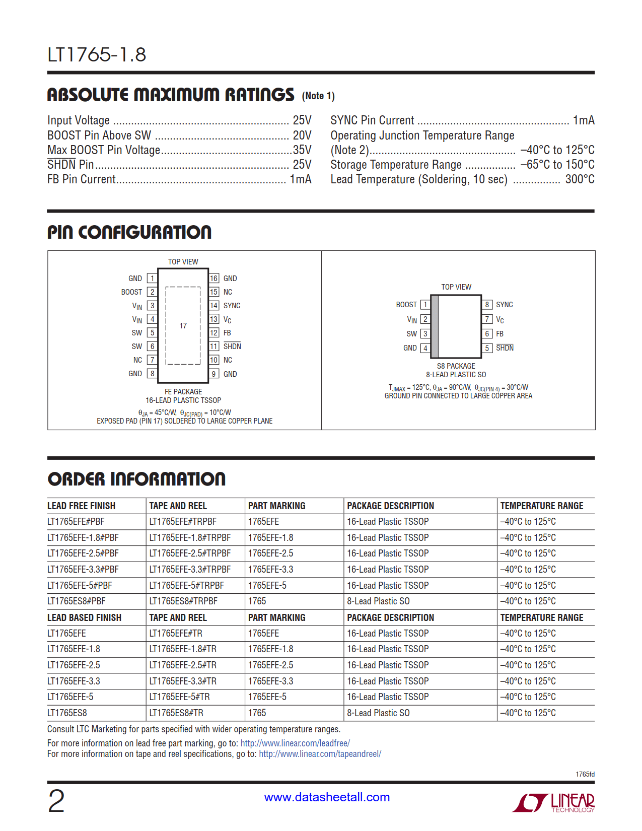 LT1765-1.8 Datasheet Page 2