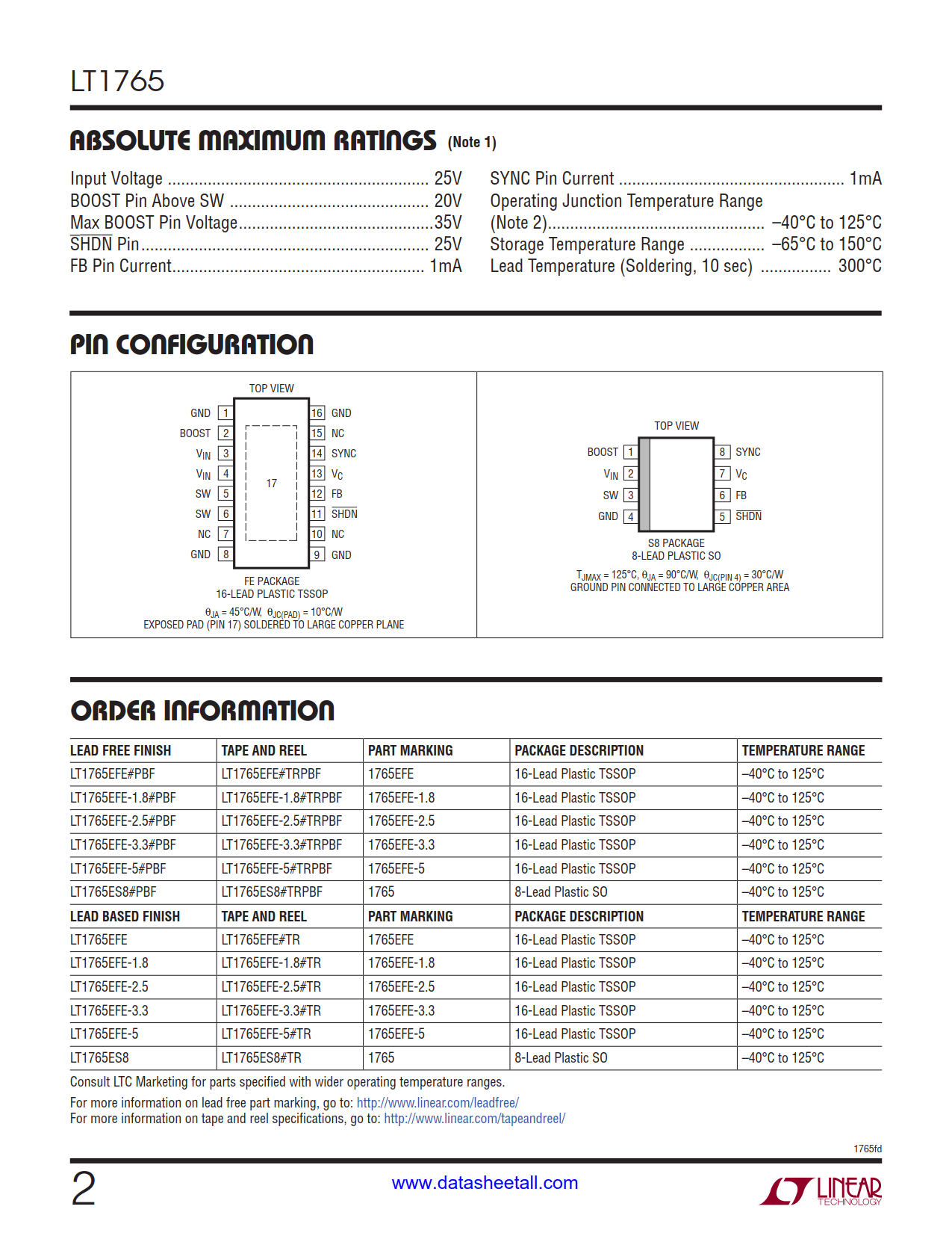 LT1765 Datasheet Page 2