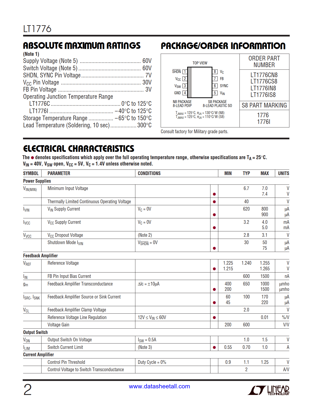 LT1776 Datasheet Page 2