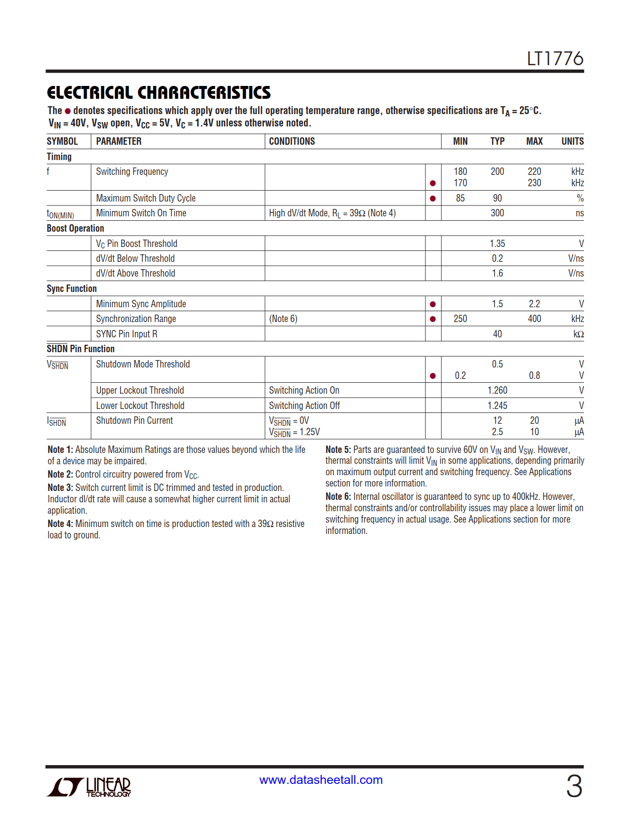 LT1776 Datasheet Page 3