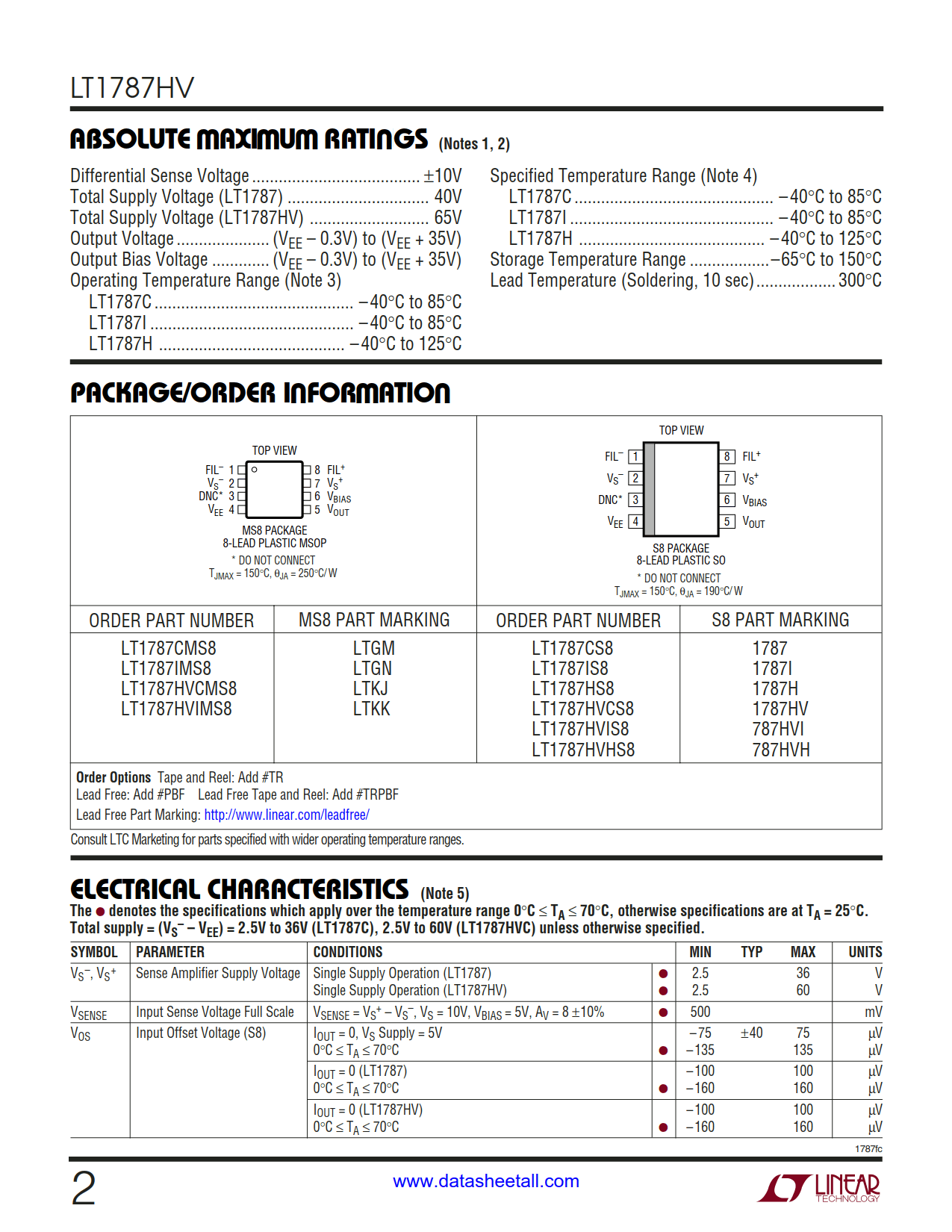 LT1787HV Datasheet Page 2