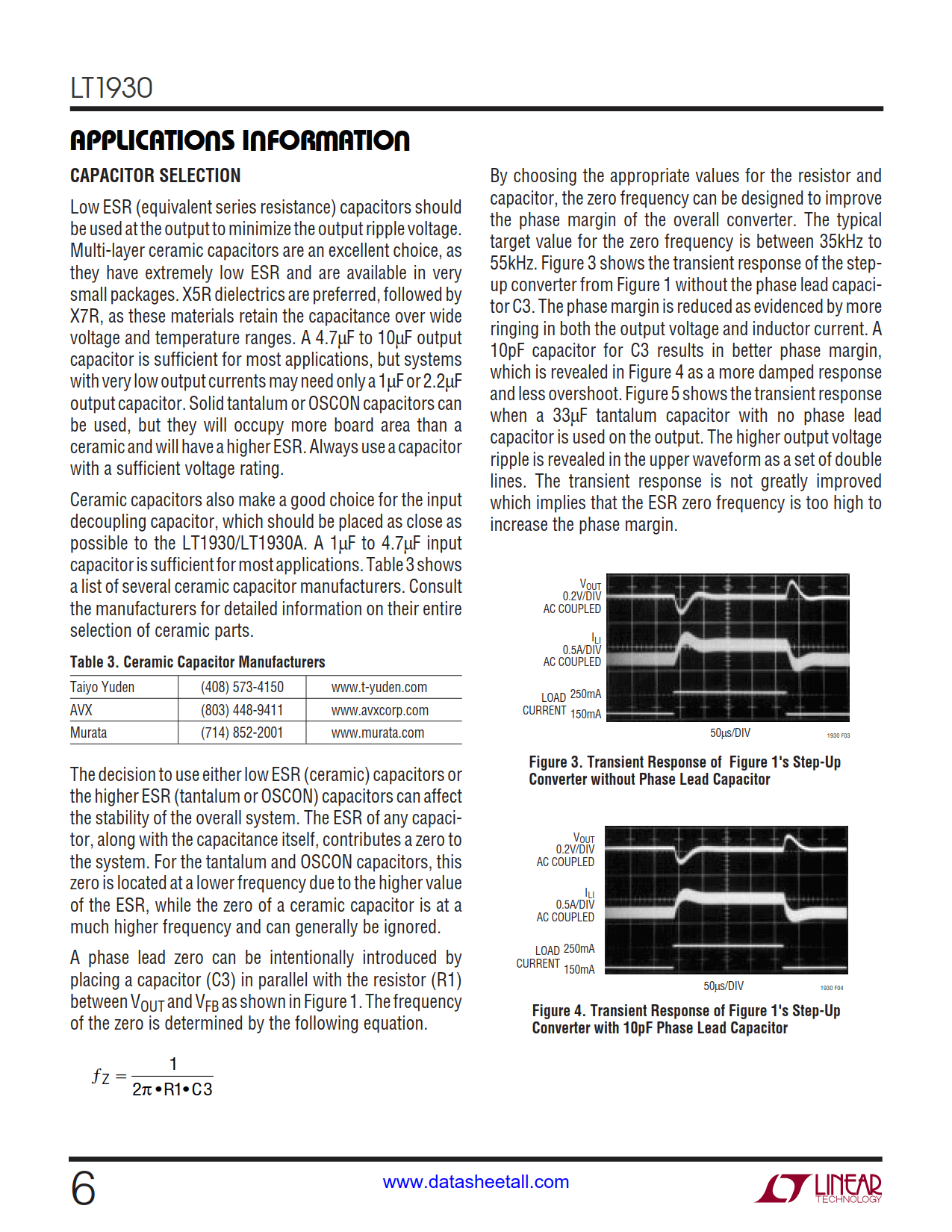 LT1930 Datasheet Page 6