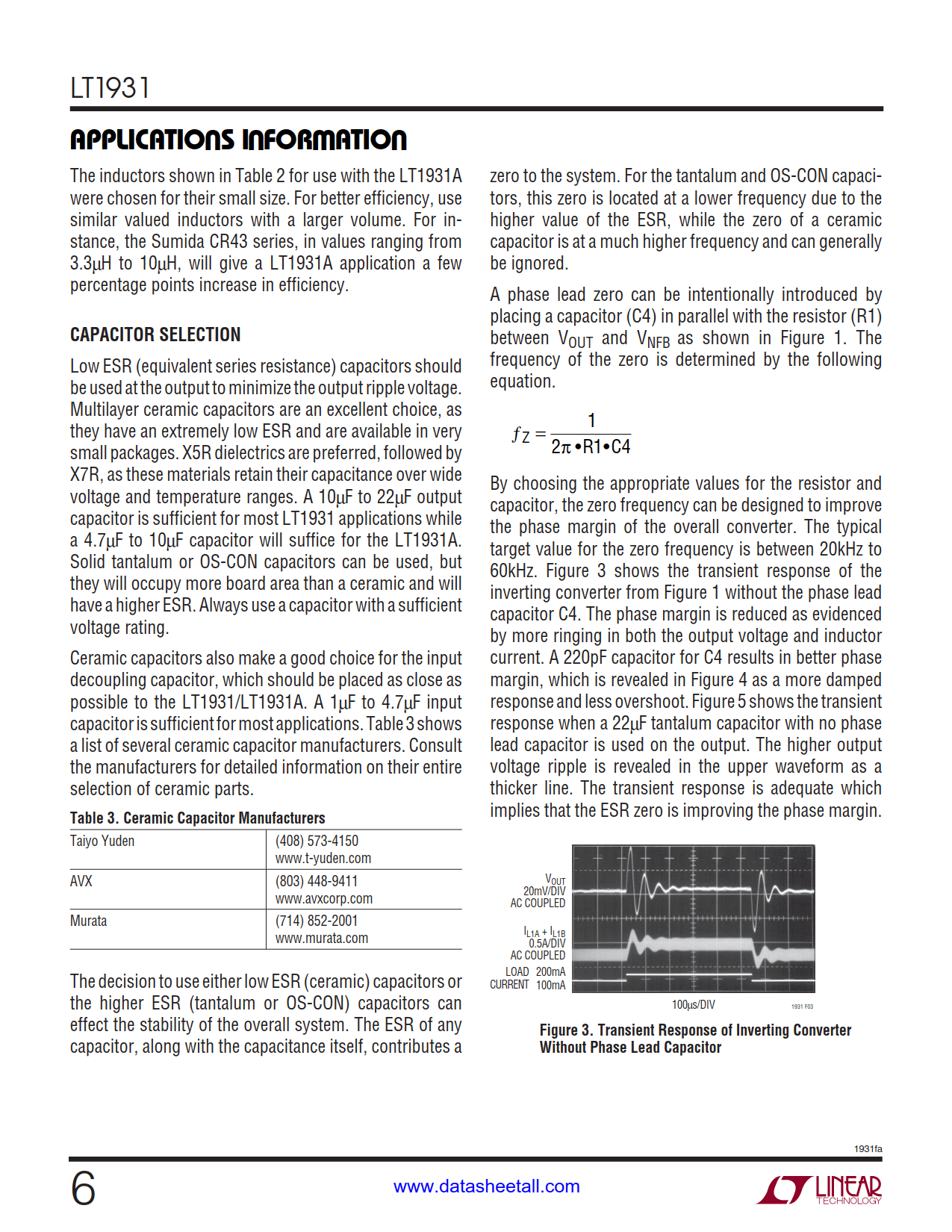 LT1931 Datasheet Page 6