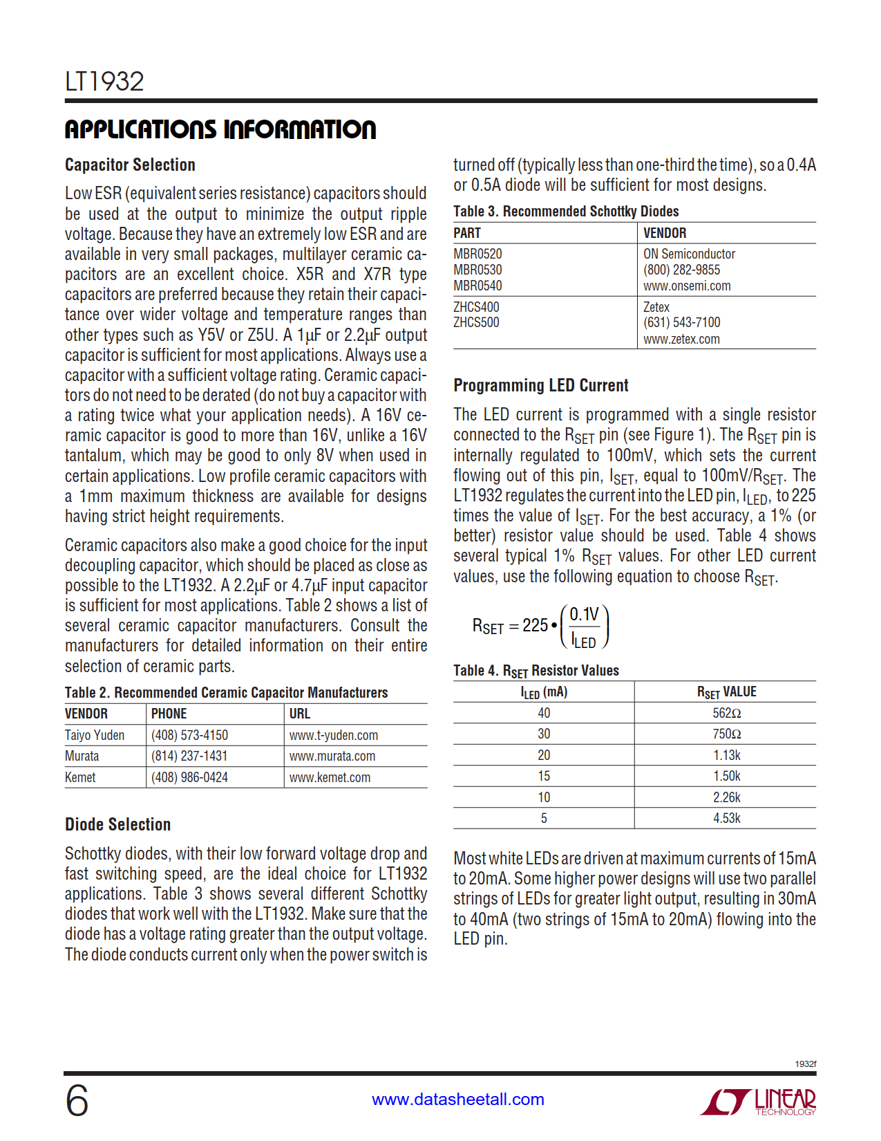 LT1932 Datasheet Page 6