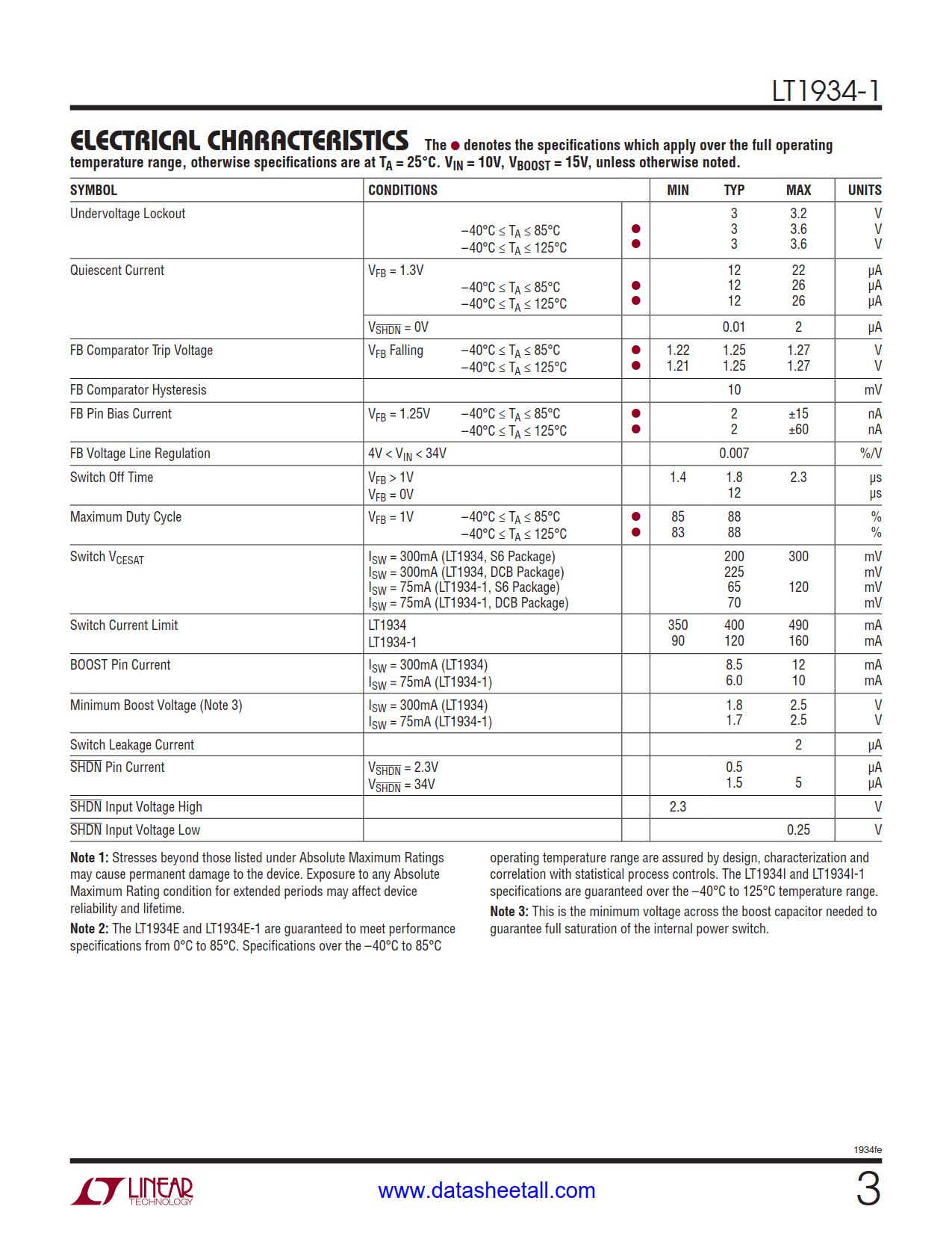 LT1934-1 Datasheet Page 3