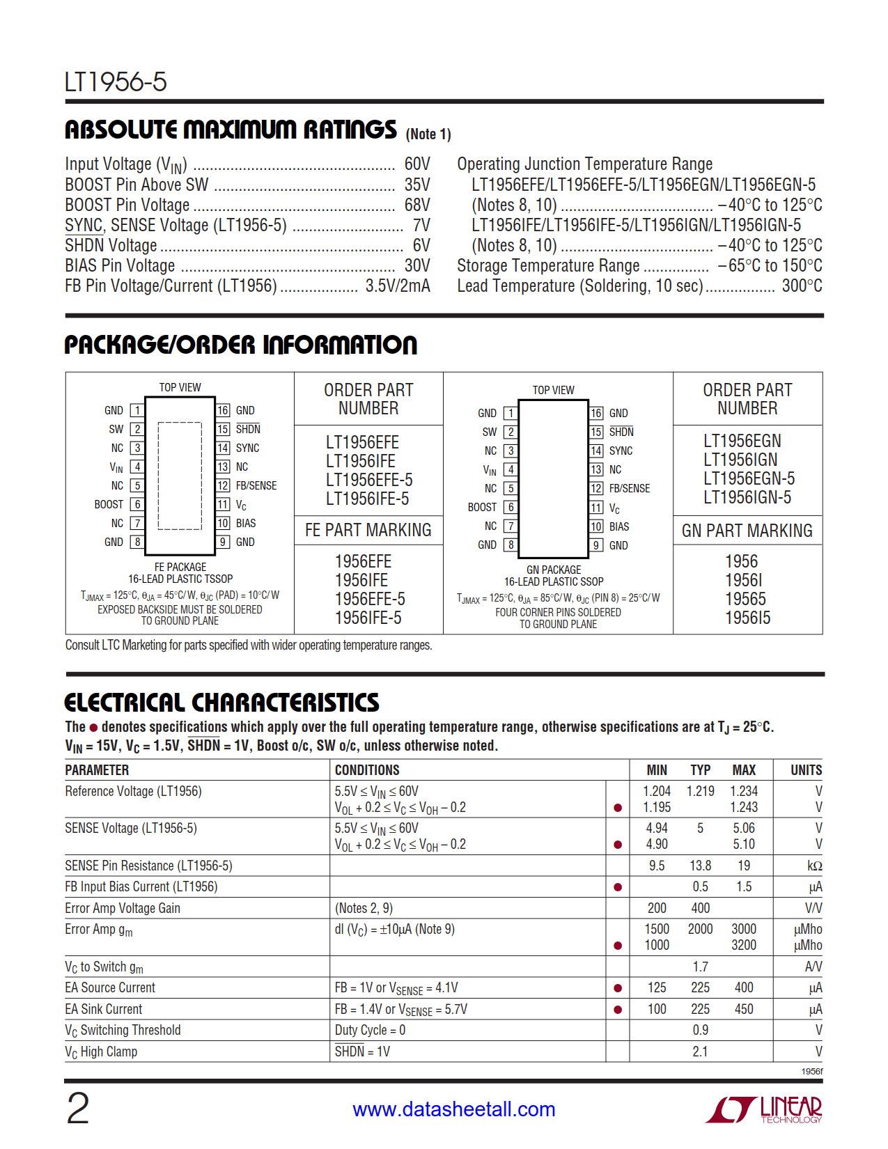 LT1956-5 Datasheet Page 2