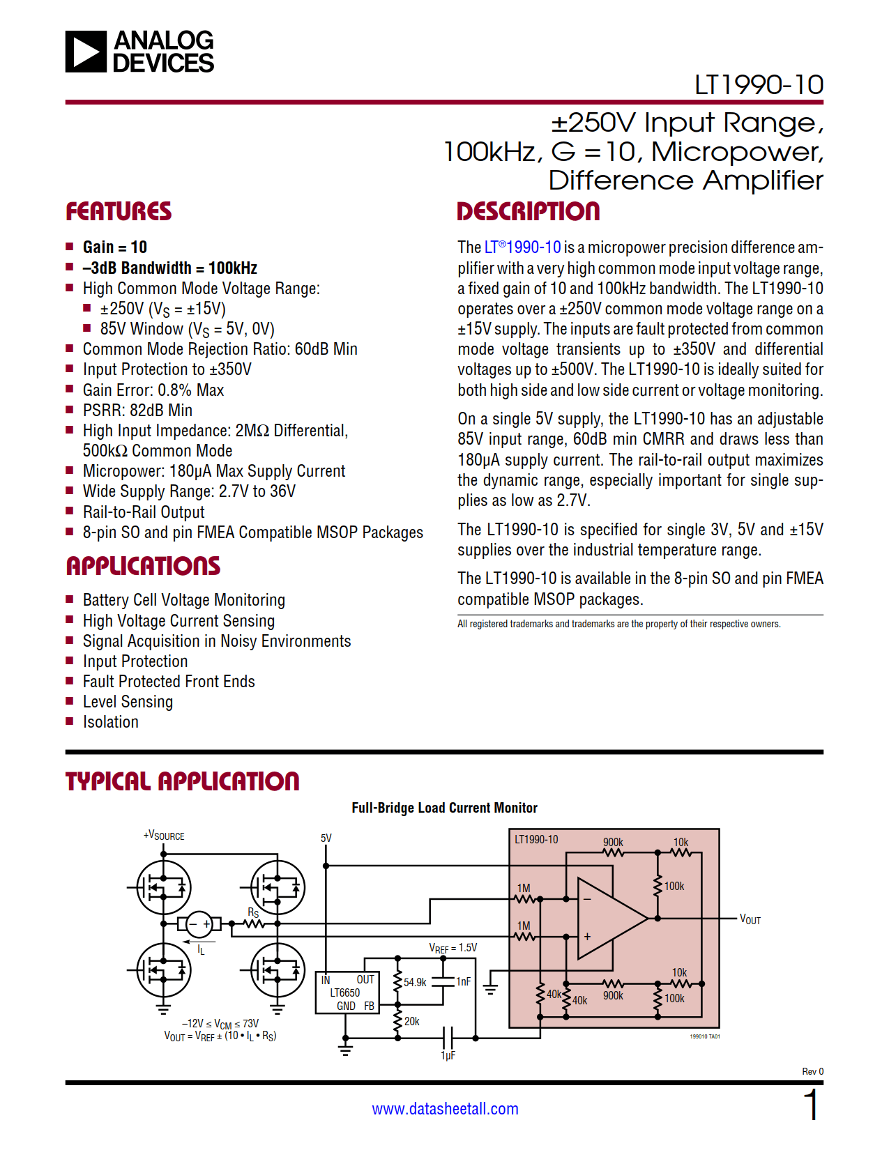 LT1990-10 Datasheet