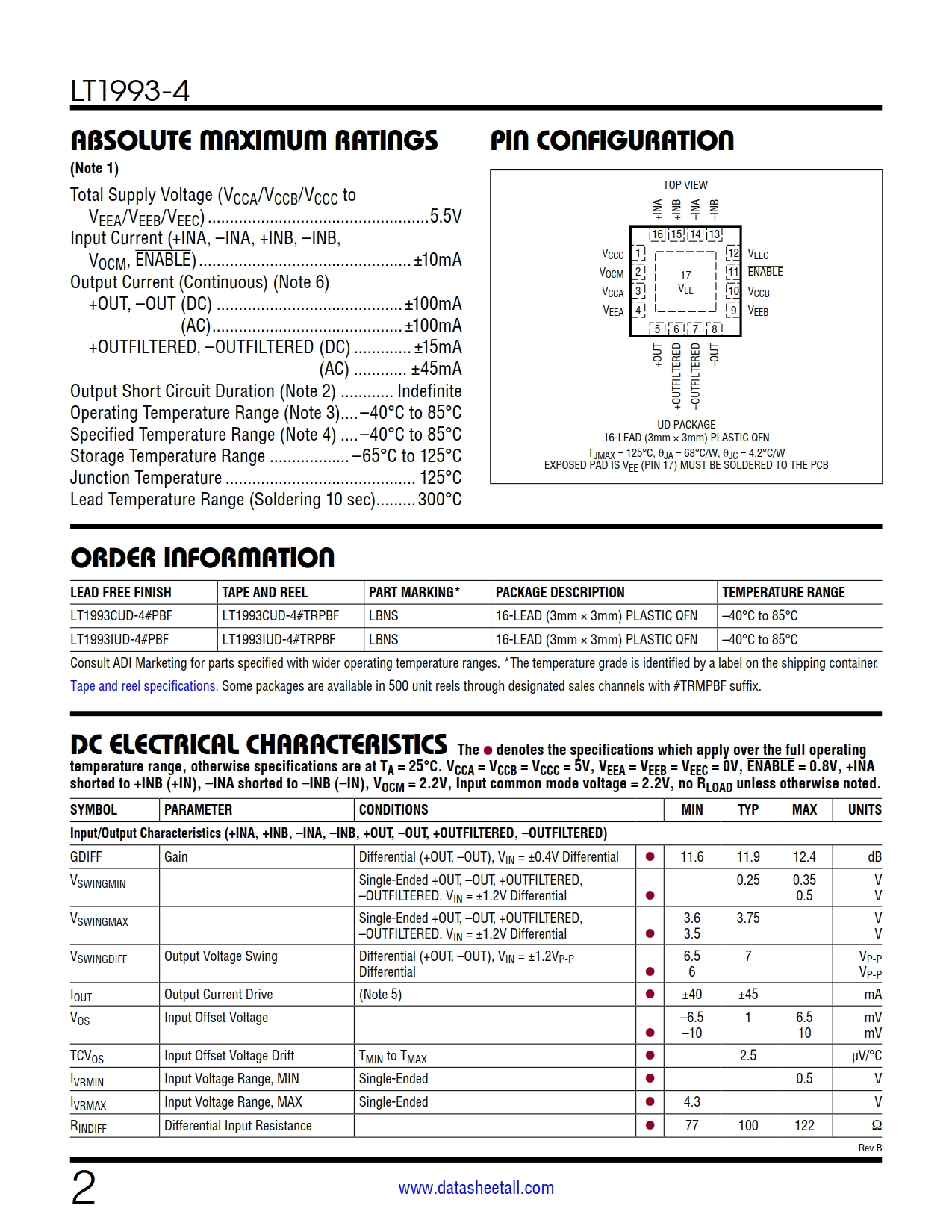 LT1993-4 Datasheet Page 2