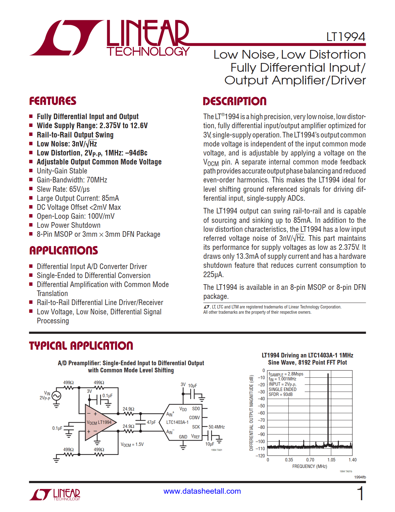 LT1994 Datasheet