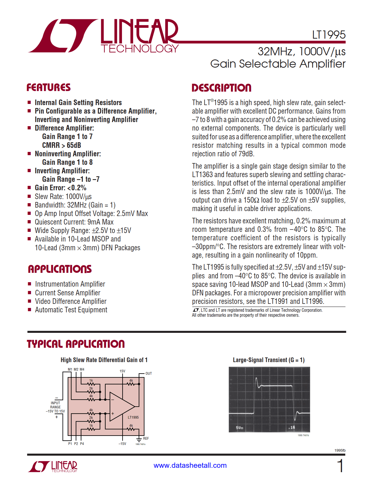 LT1995 Datasheet