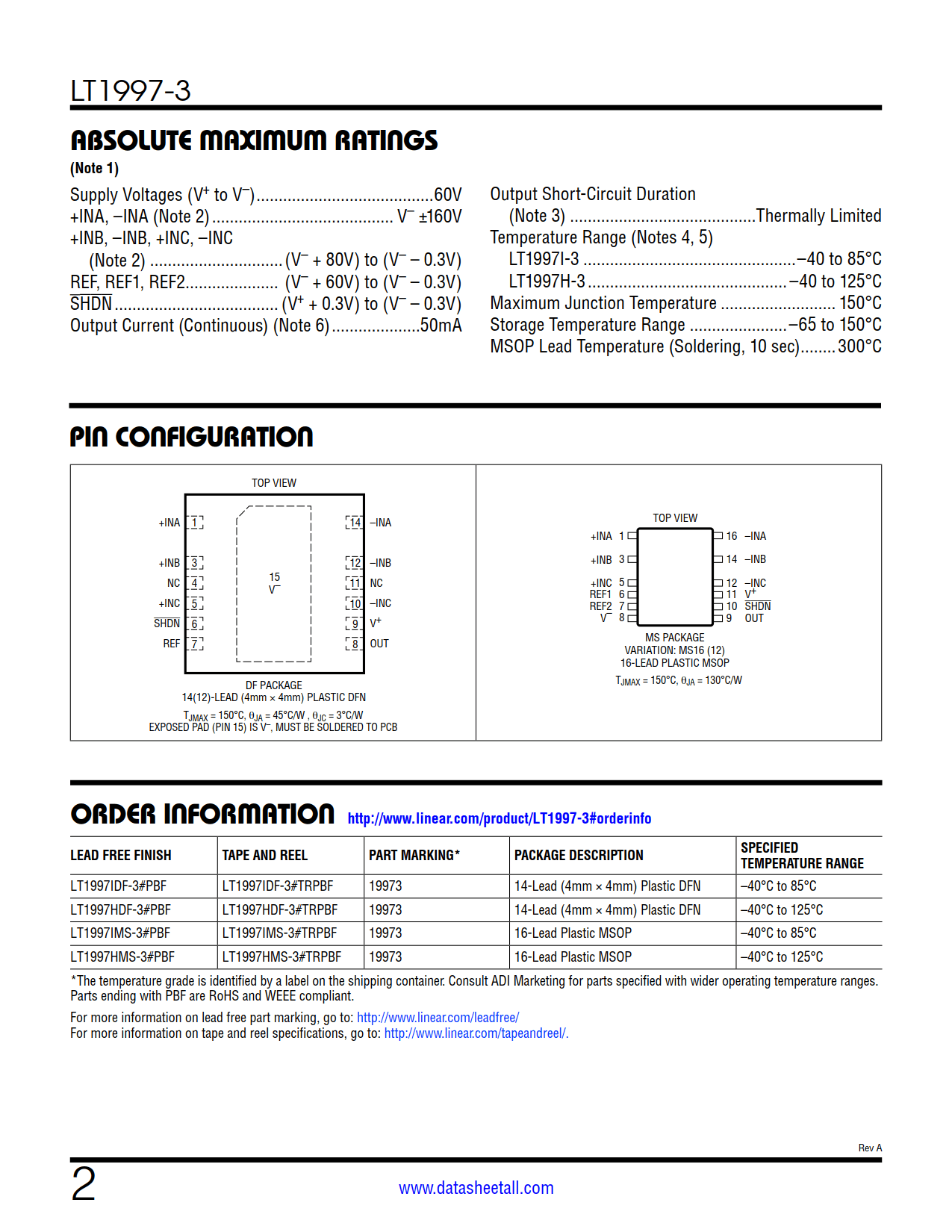 LT1997-3 Datasheet Page 2