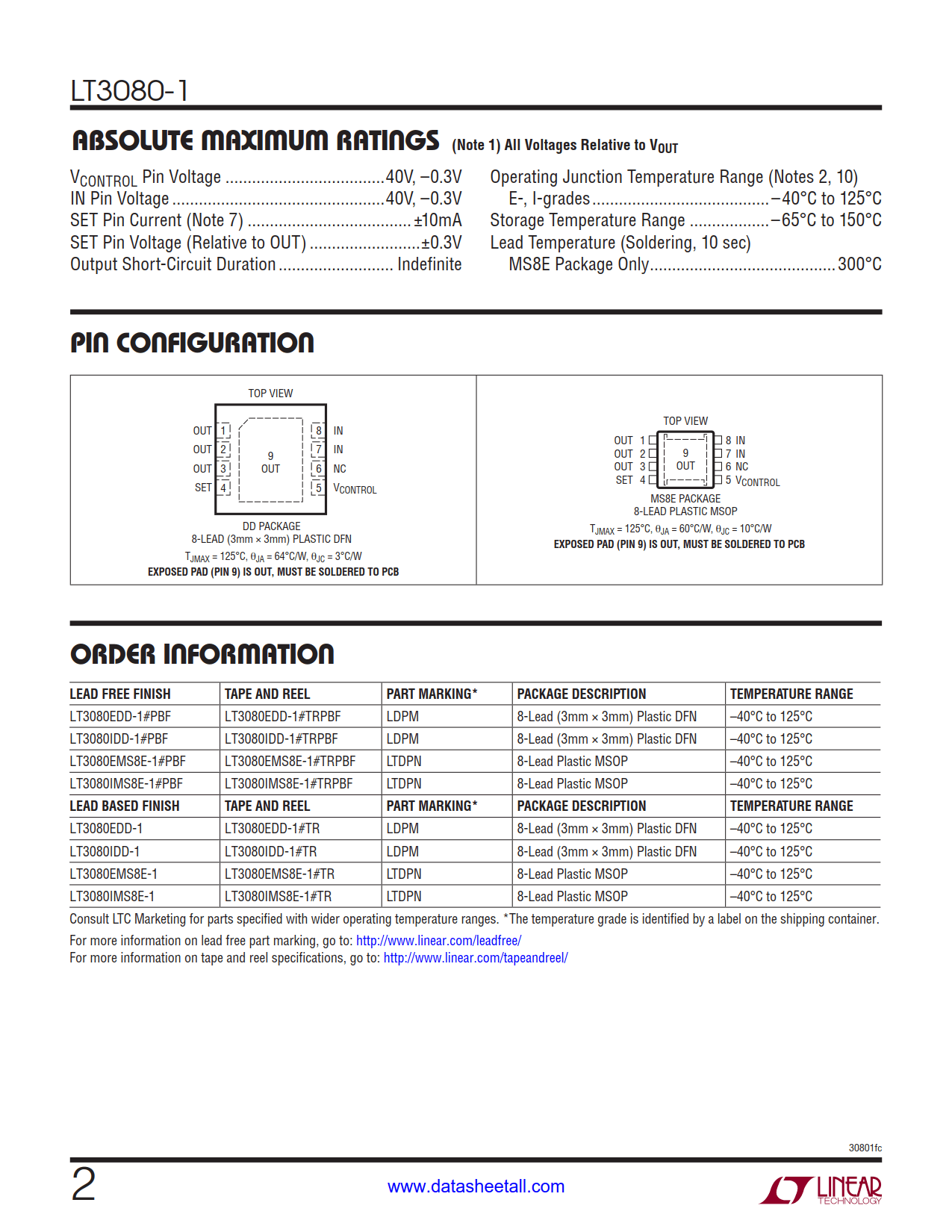 LT3080-1 Datasheet Page 2