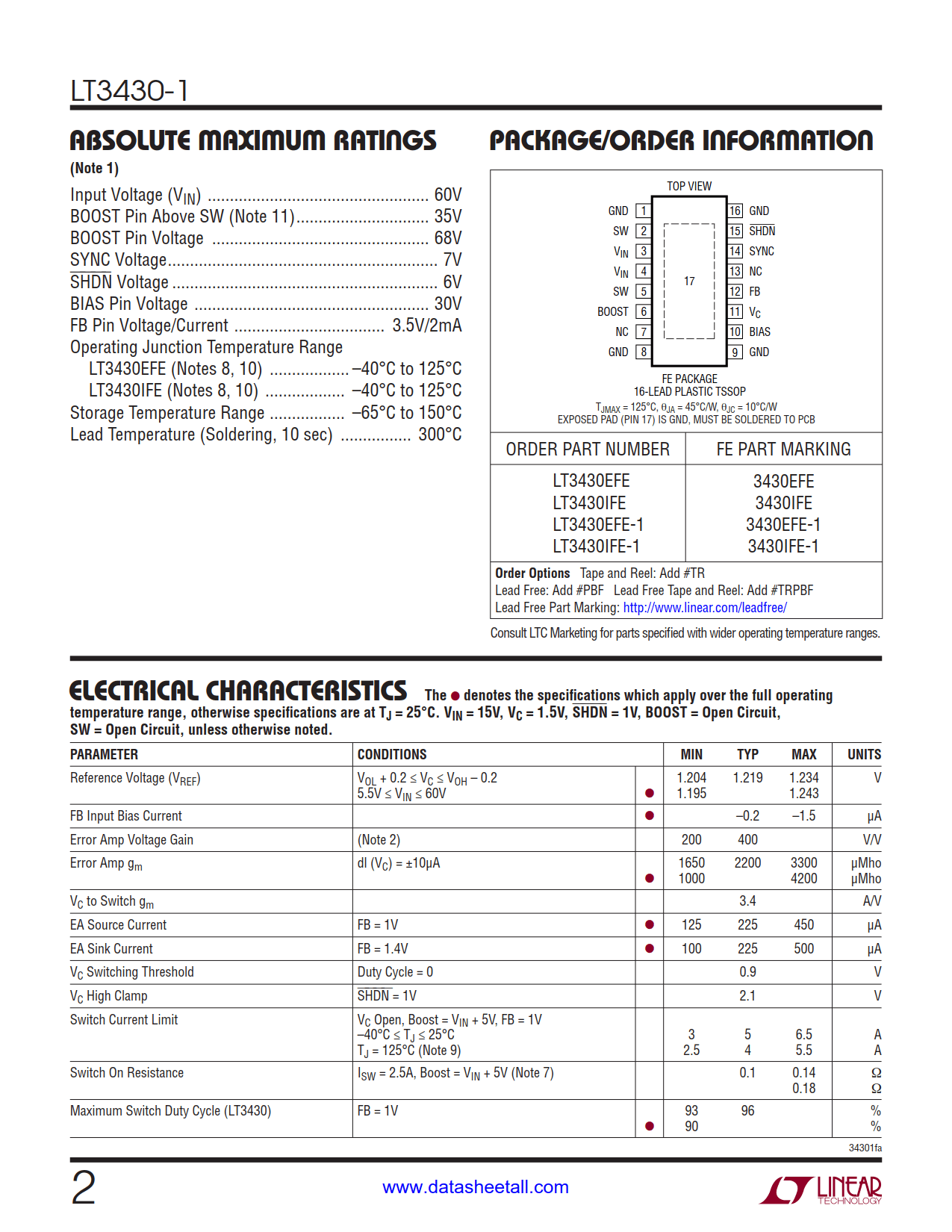 LT3430-1 Datasheet Page 2