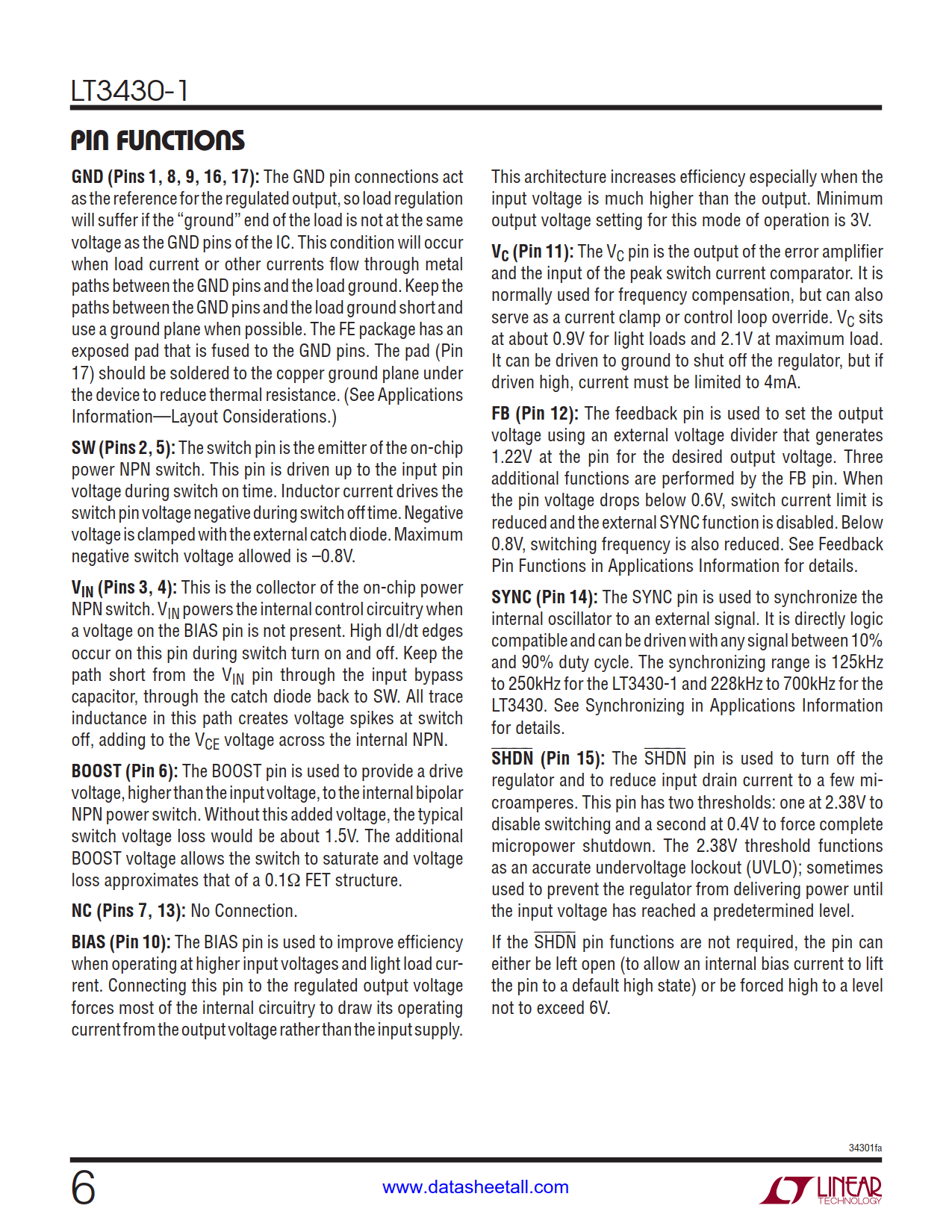 LT3430-1 Datasheet Page 6