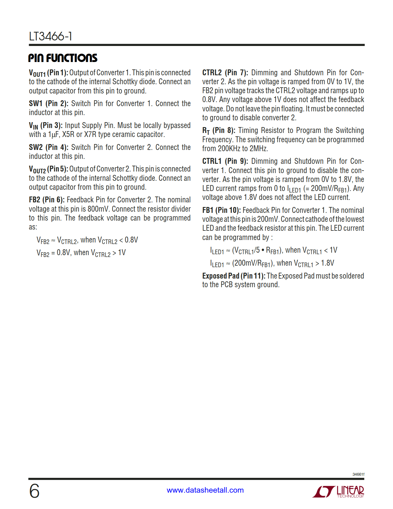 LT3466-1 Datasheet Page 6