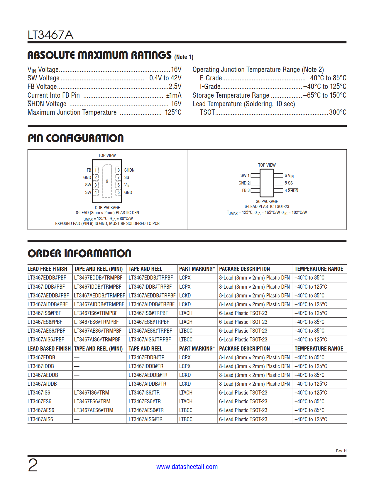 LT3467A Datasheet Page 2