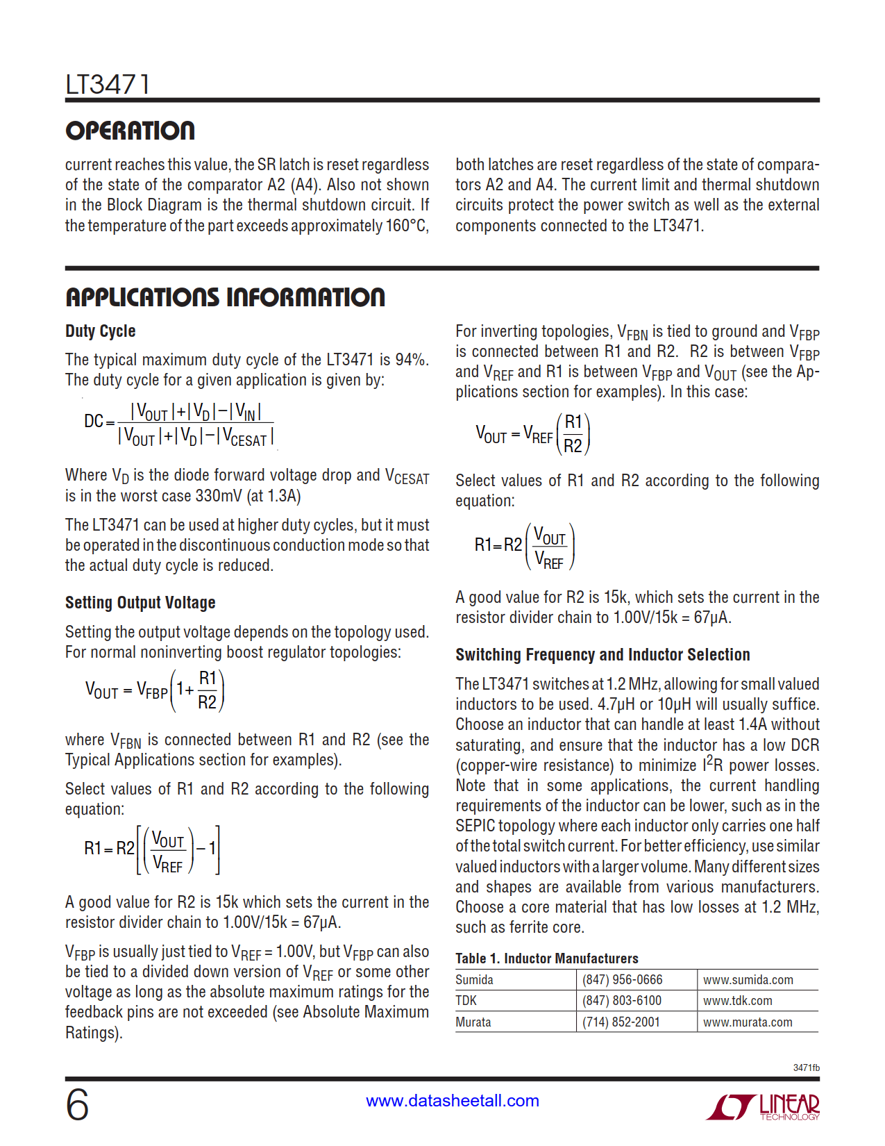 LT3471 Datasheet Page 6