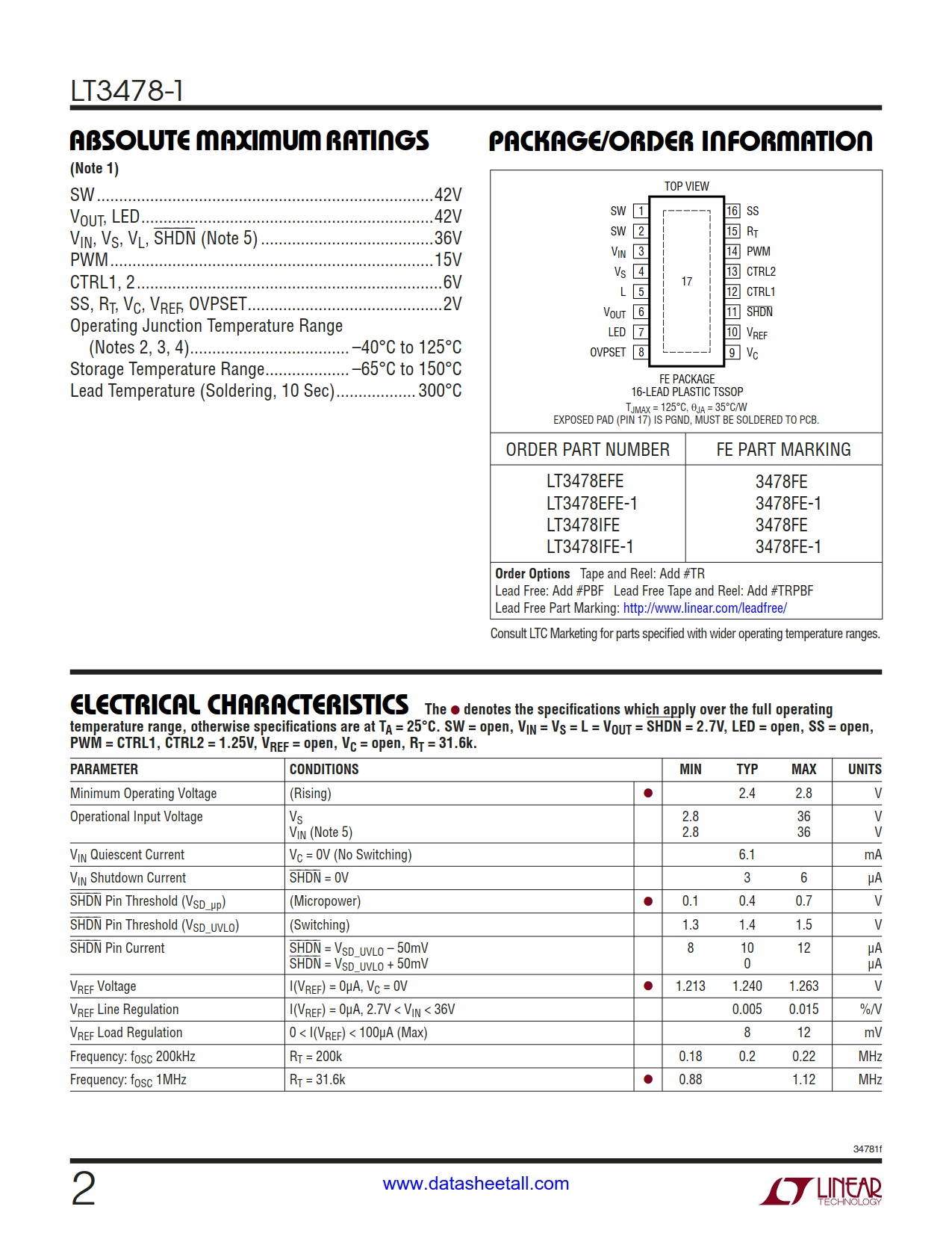 LT3478-1 Datasheet Page 2