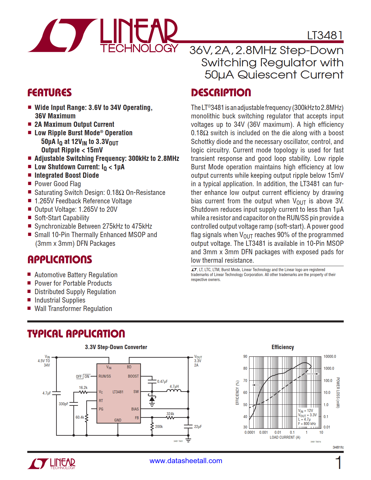 LT3481 Datasheet