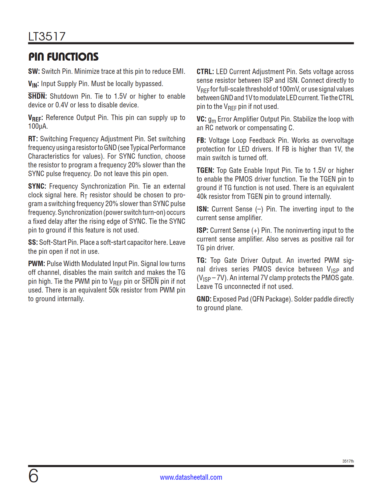 LT3517 Datasheet Page 6