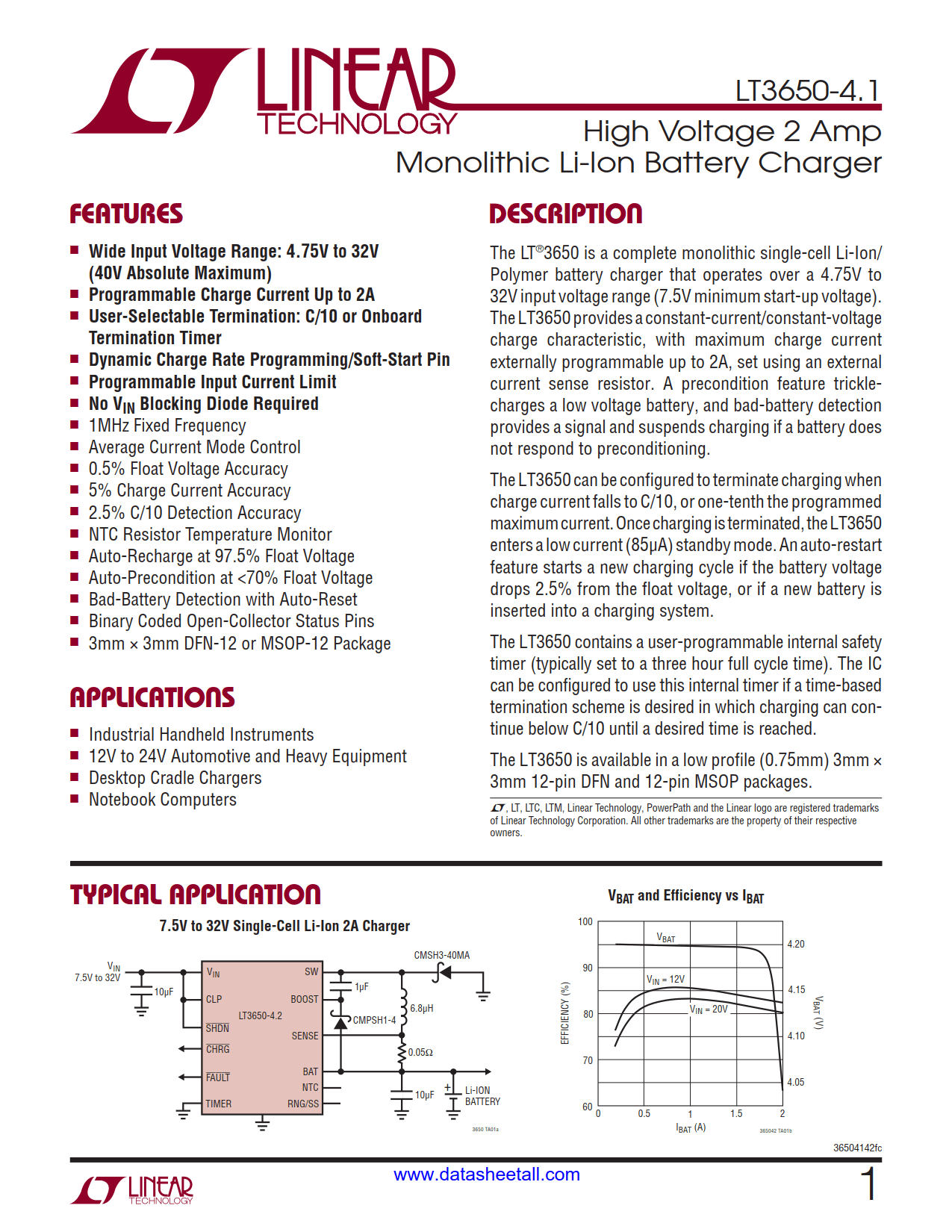 LT3650-4.1 Datasheet