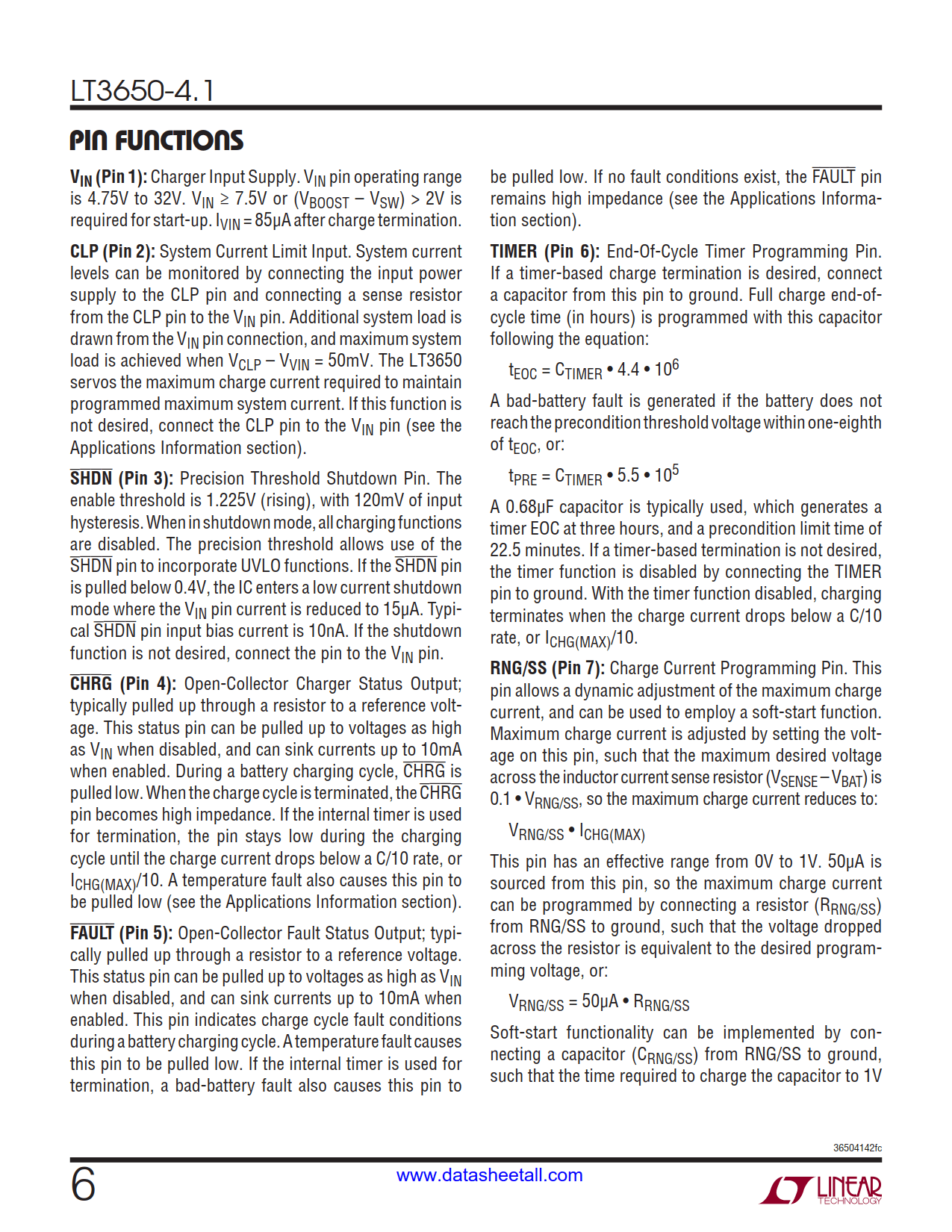 LT3650-4.1 Datasheet Page 6