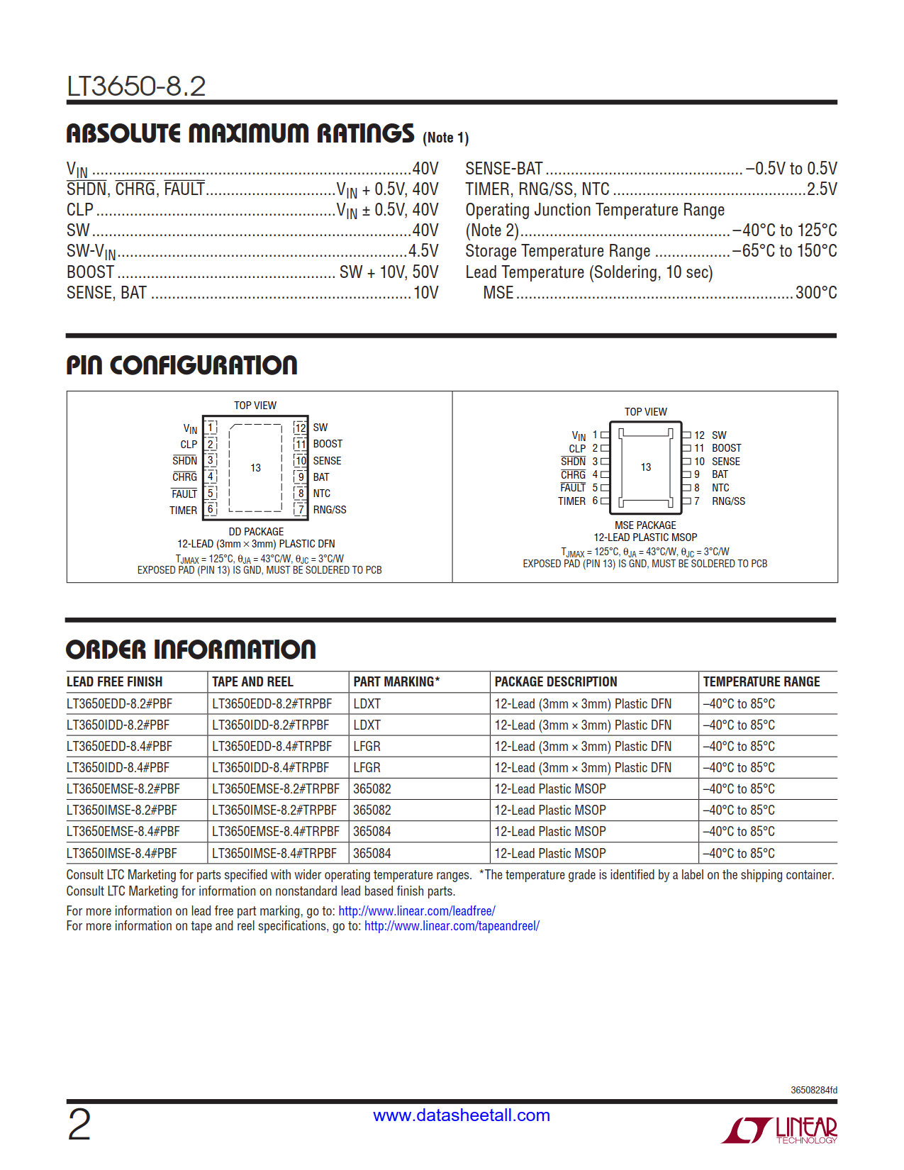 LT3650-8.2 Datasheet Page 2