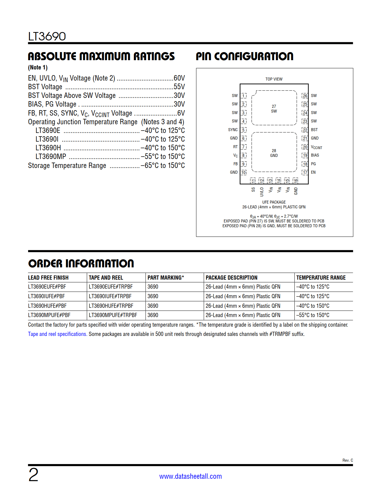 LT3690 Datasheet Page 2