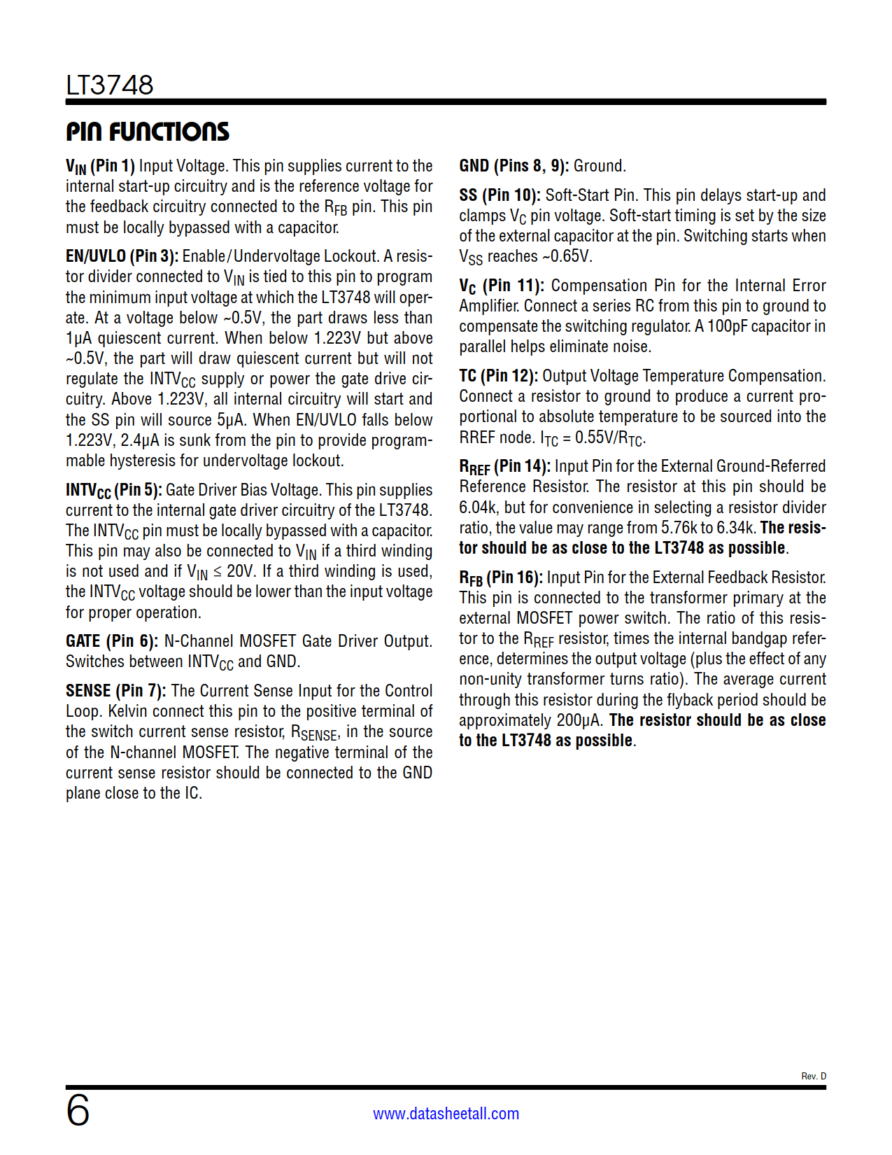 LT3748 Datasheet Page 6