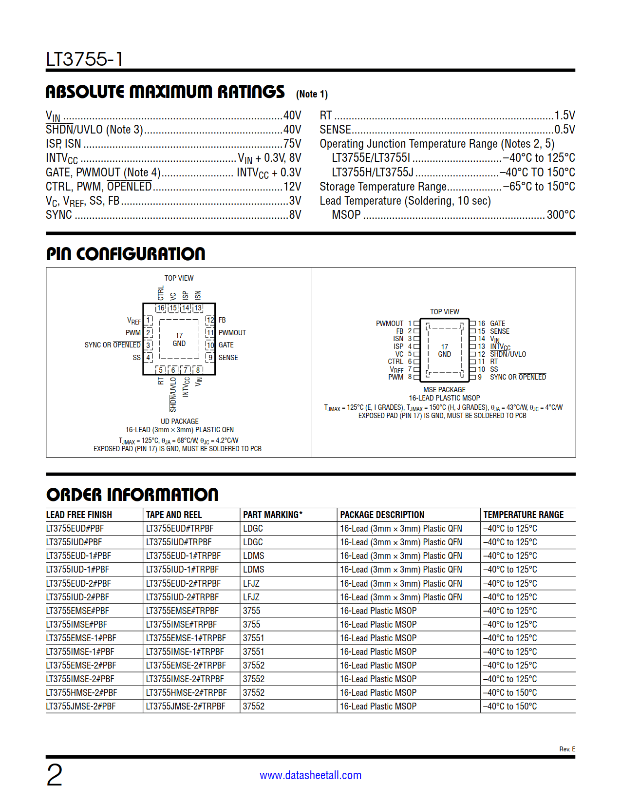 LT3755-1 Datasheet Page 2