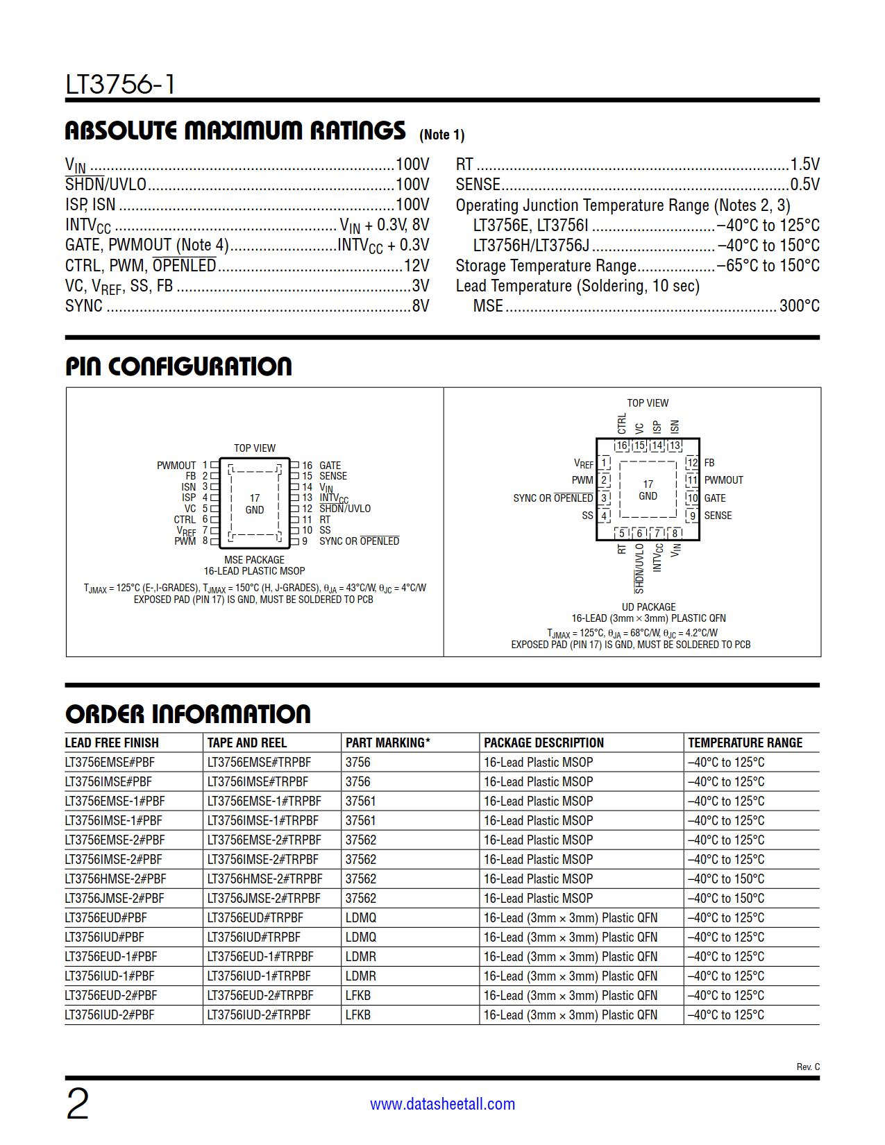 LT3756-1 Datasheet Page 2